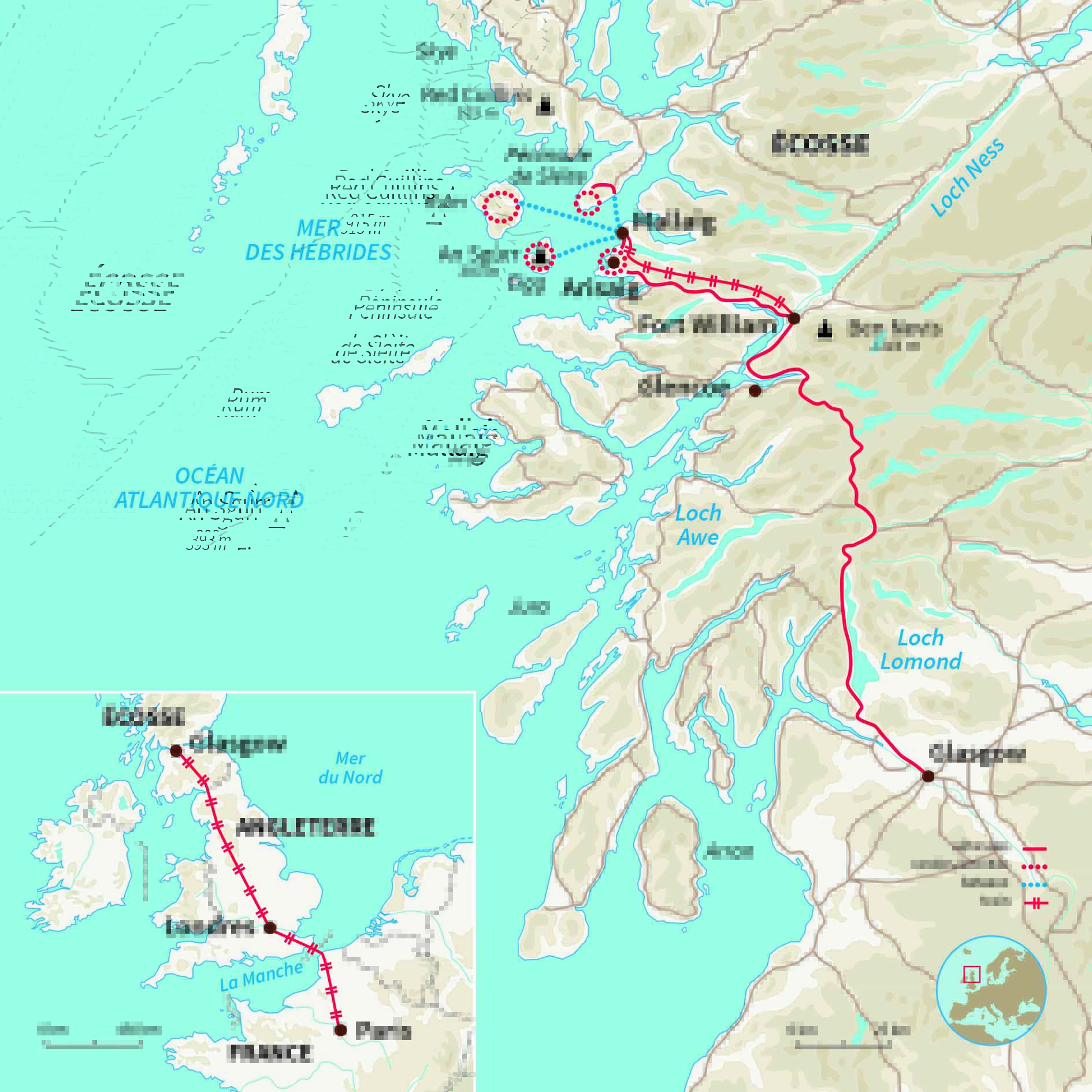Carte Écosse : Ma maison dans les Highlands (A/R en train)