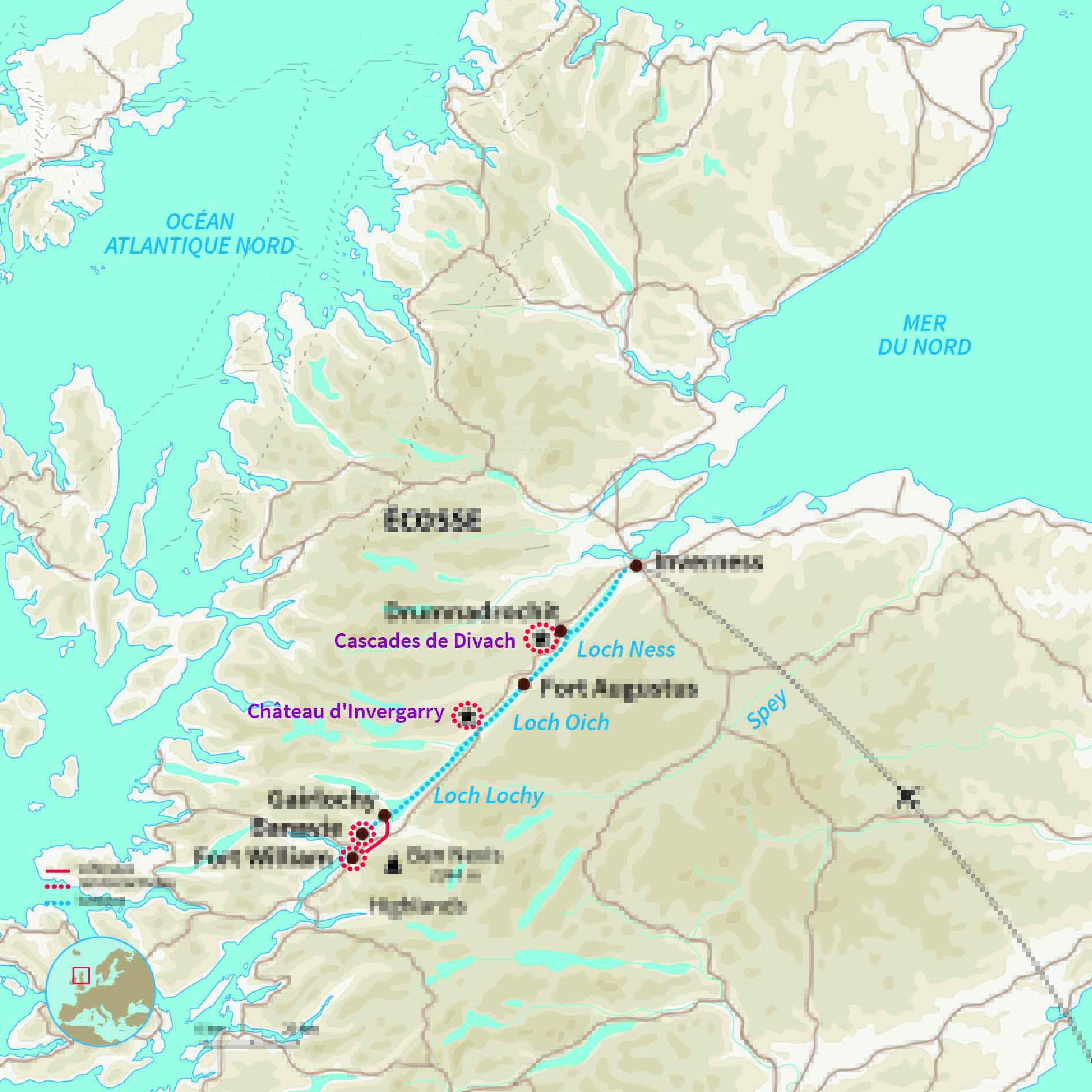 Carte Écosse : Le Great Glen Way en bateau !