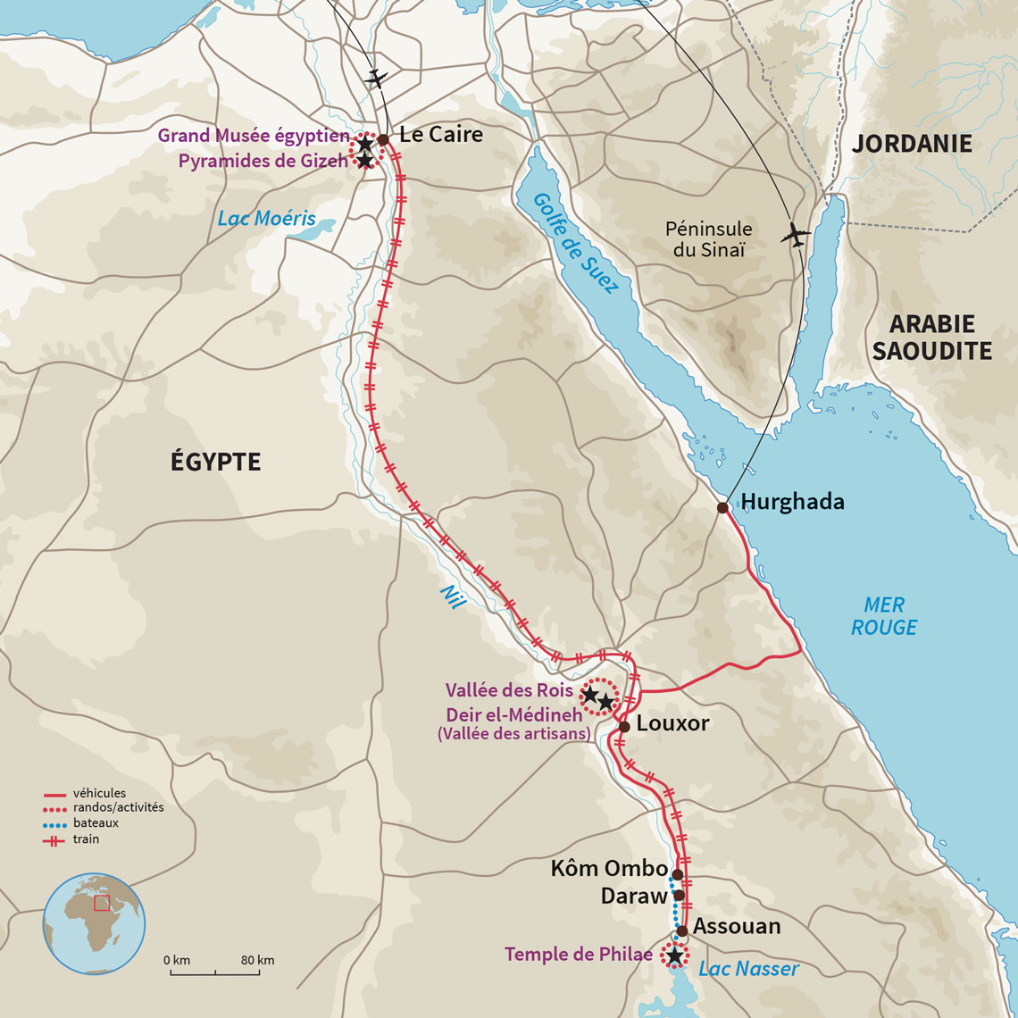 Carte Égypte : Ma tribu au pays des pharaons et en mer Rouge