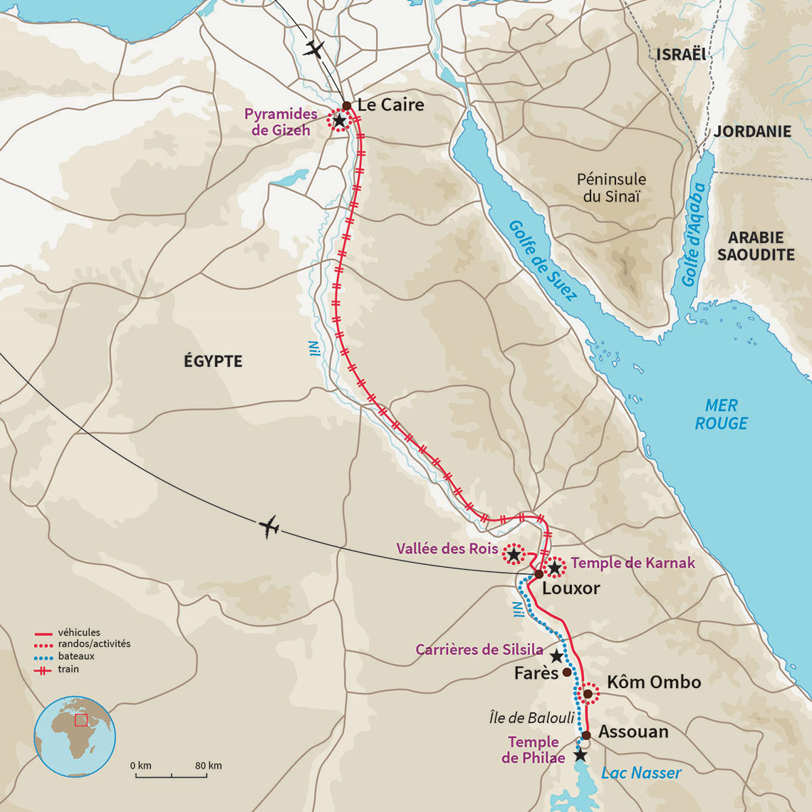 Carte Égypte : Eclipse solaire totale au fil du Nil