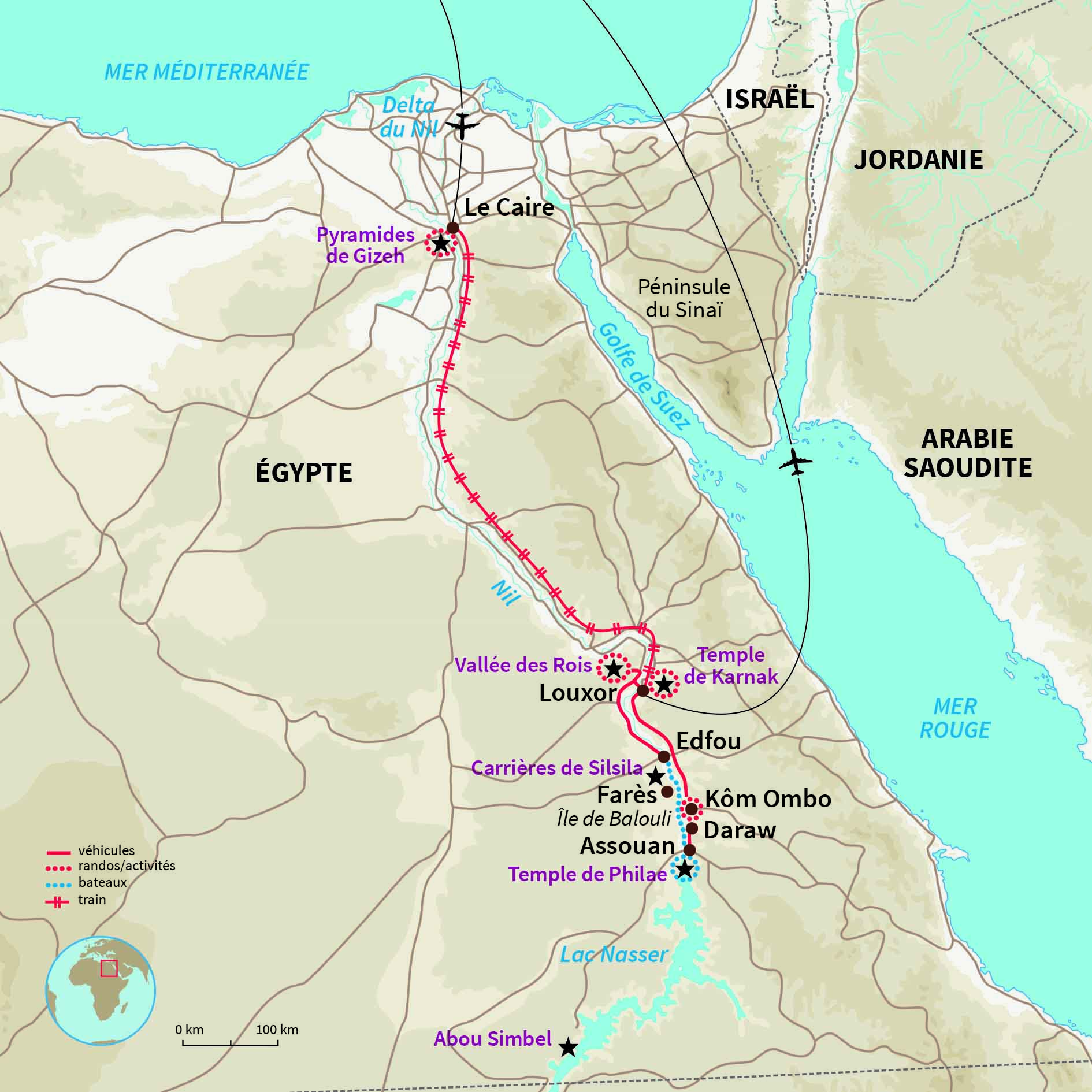 Carte Égypte : L'Égypte des dieux en dahabieh