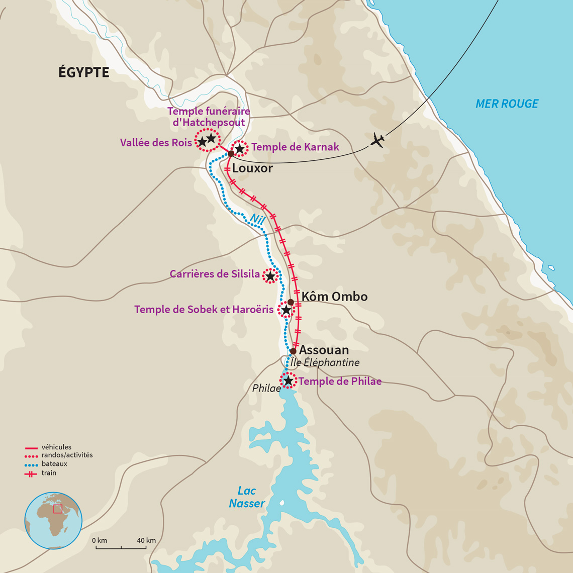 Carte Égypte : Voile sur le Nil 