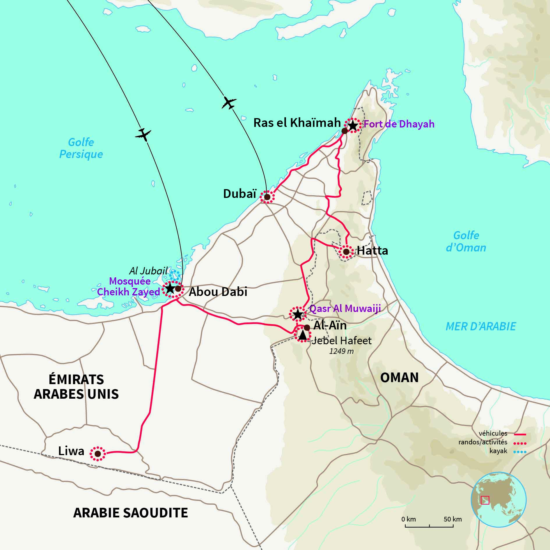 Carte Émirats arabes unis : Merveilles et joyaux émiratis 