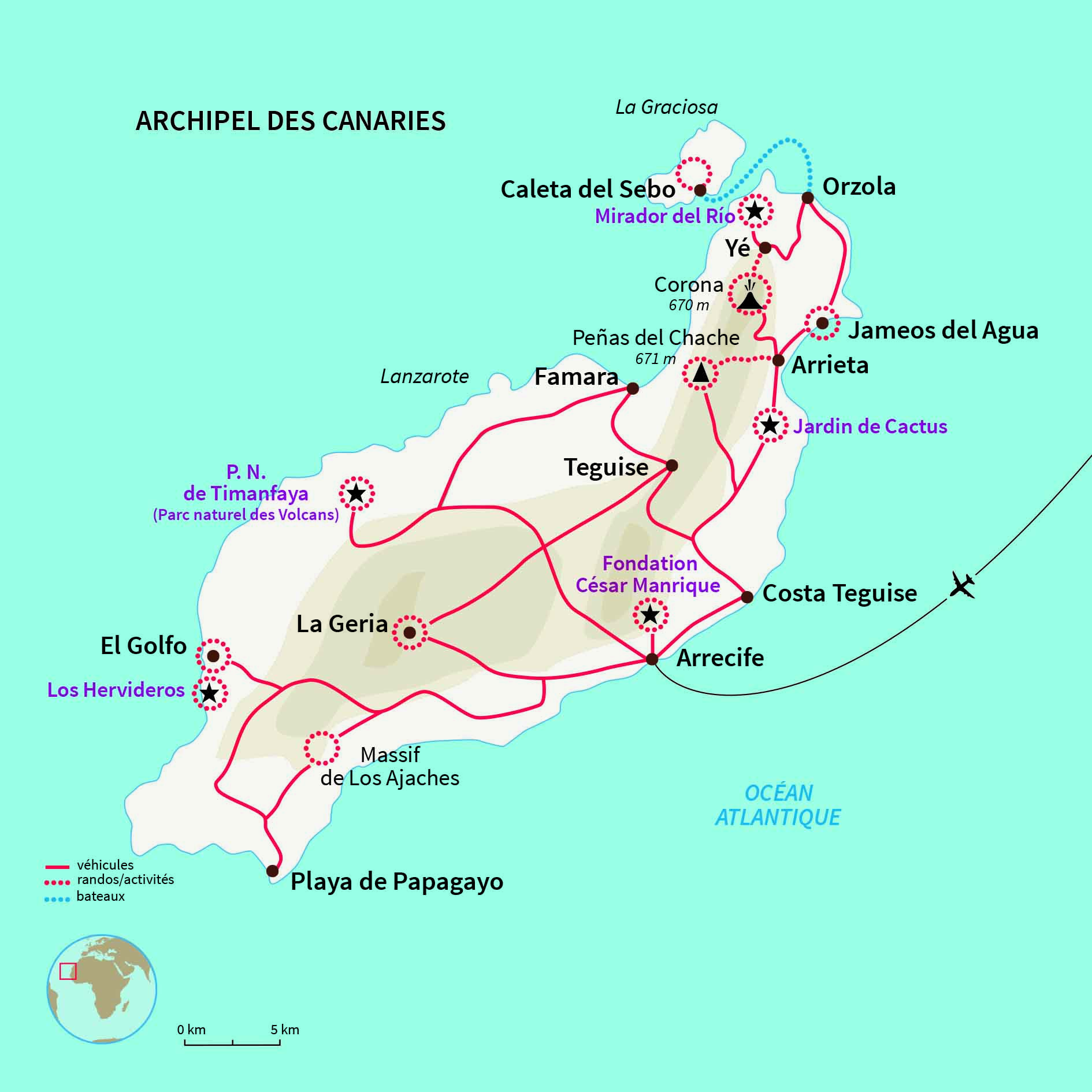 Carte Espagne : Volcans et sentiers de Lanzarote 