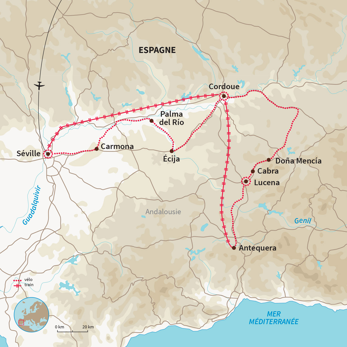 Carte Espagne : La Vuelta andalouse