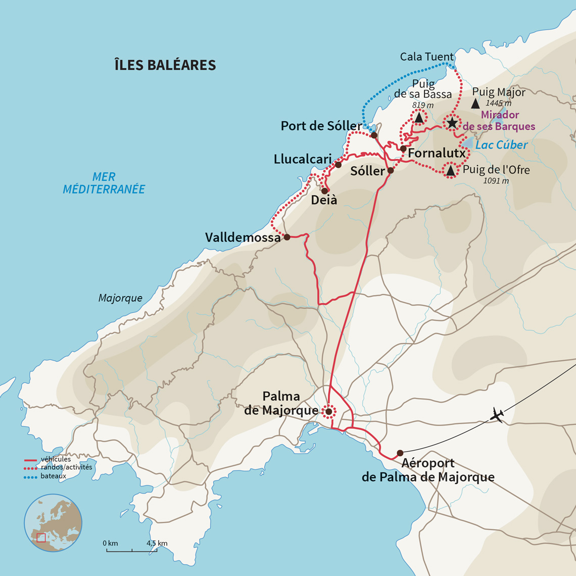 Carte Espagne : Majorque, le secret de la Méditerranée