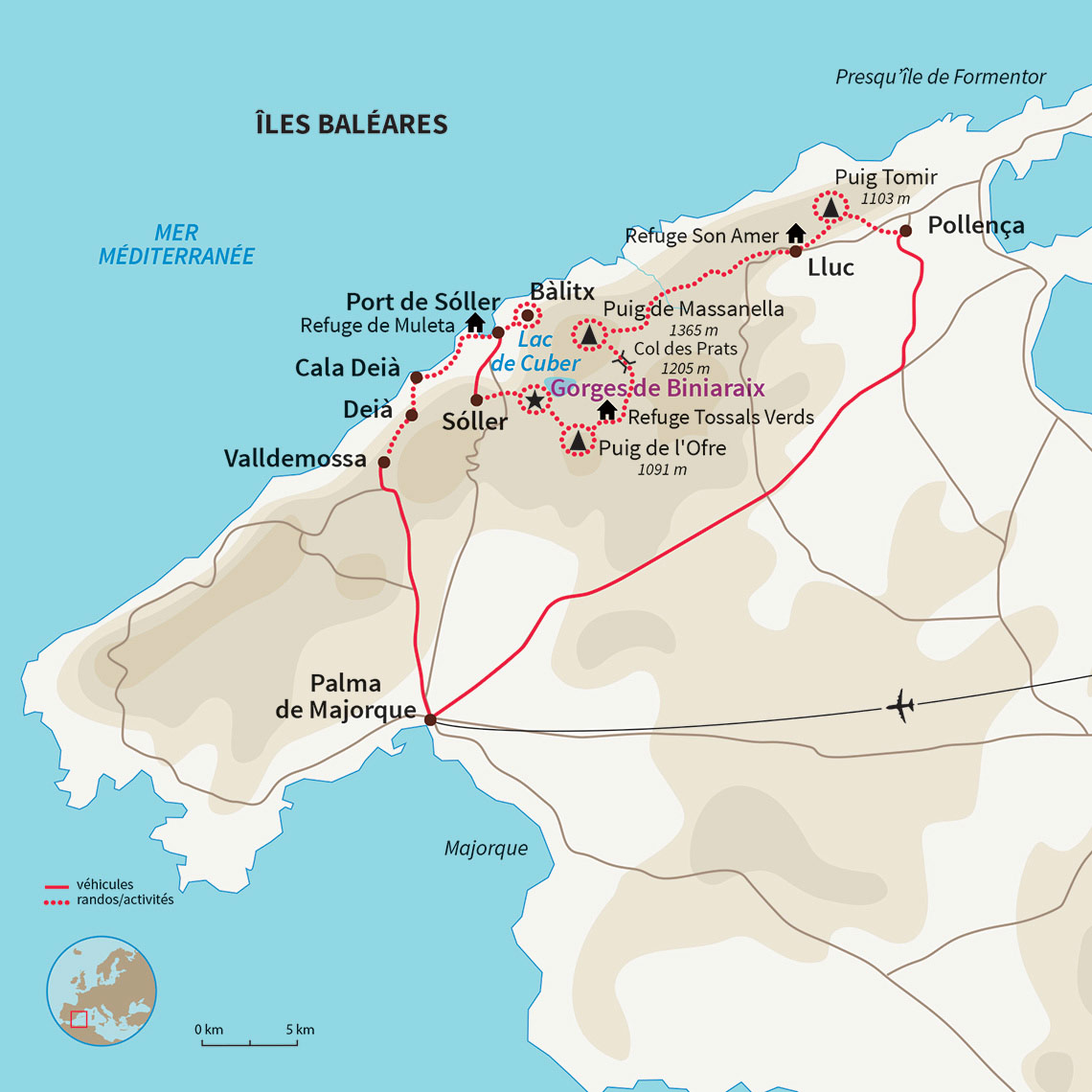 Carte Espagne : Les sommets de Majorque