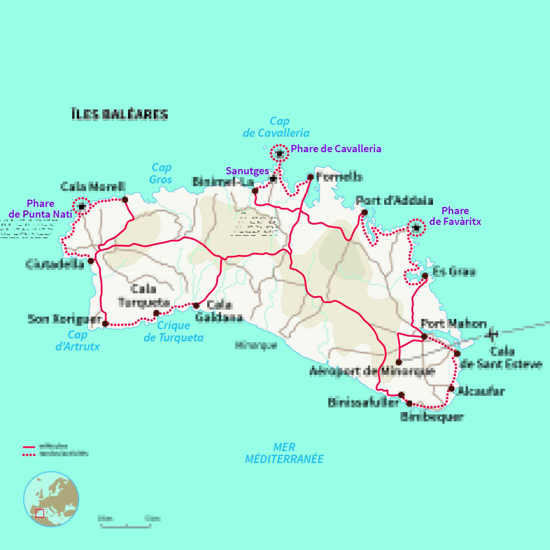 Carte Espagne : Minorque, l'île préservée