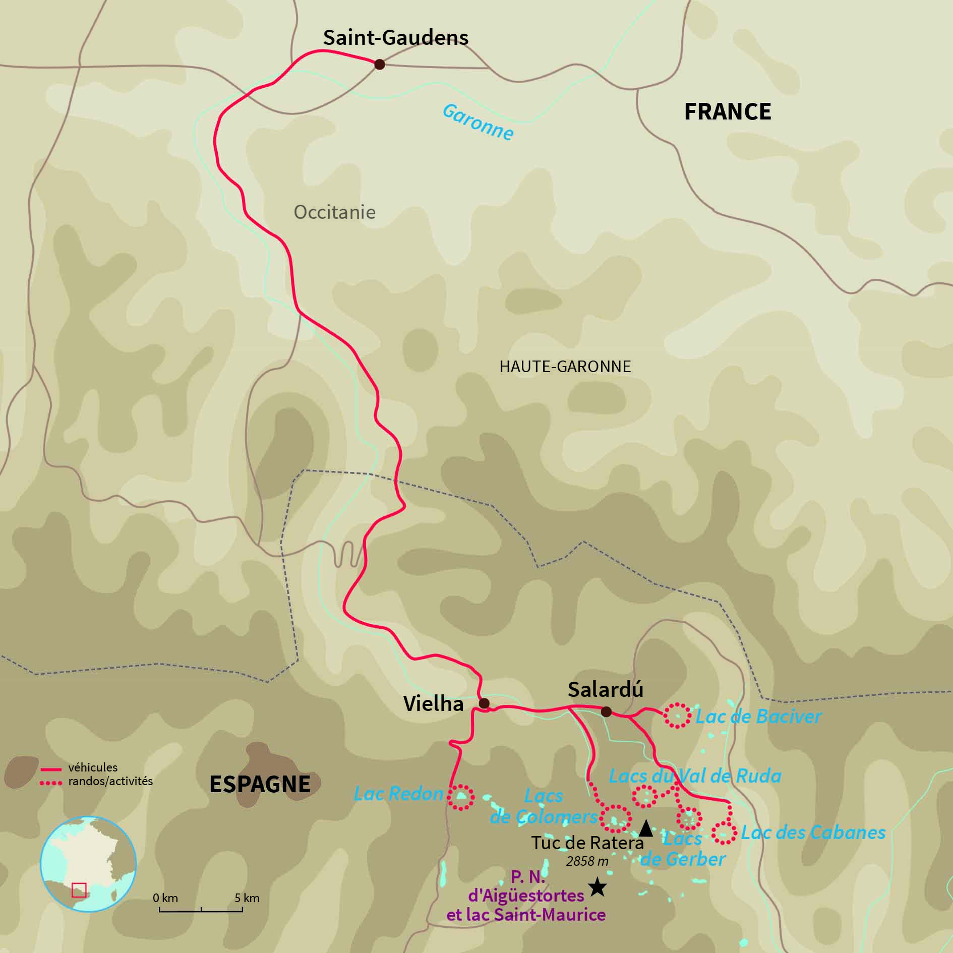 Carte Espagne : Les 300 lacs des Encantats