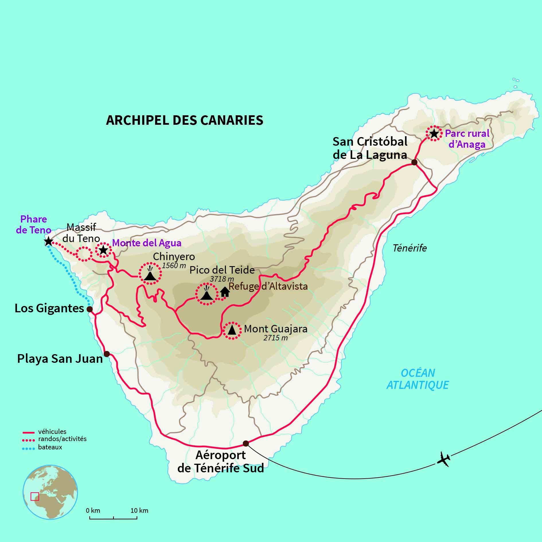Carte Espagne : Tenerife, de la mer à la lune...