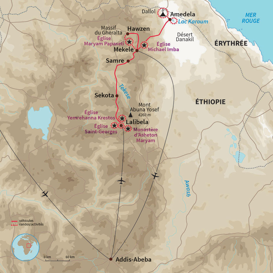 Carte Éthiopie : Merveilles de l'Ethiopie !