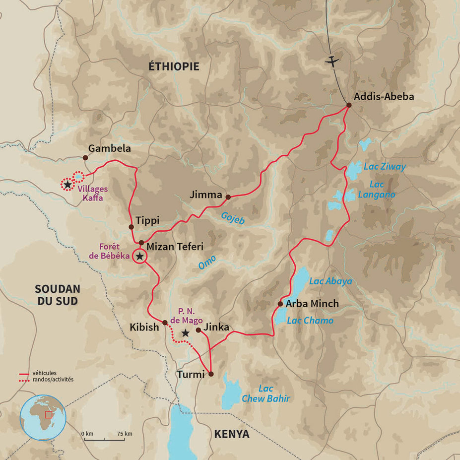 Carte Éthiopie : Trek en territoire surma et chakchako !