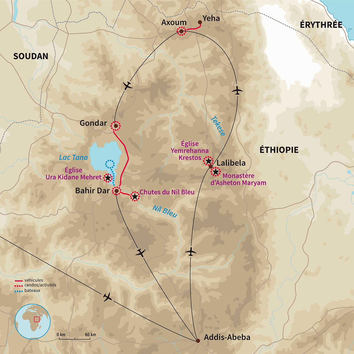 Carte Éthiopie : Peuples et Terres d'Abyssinie