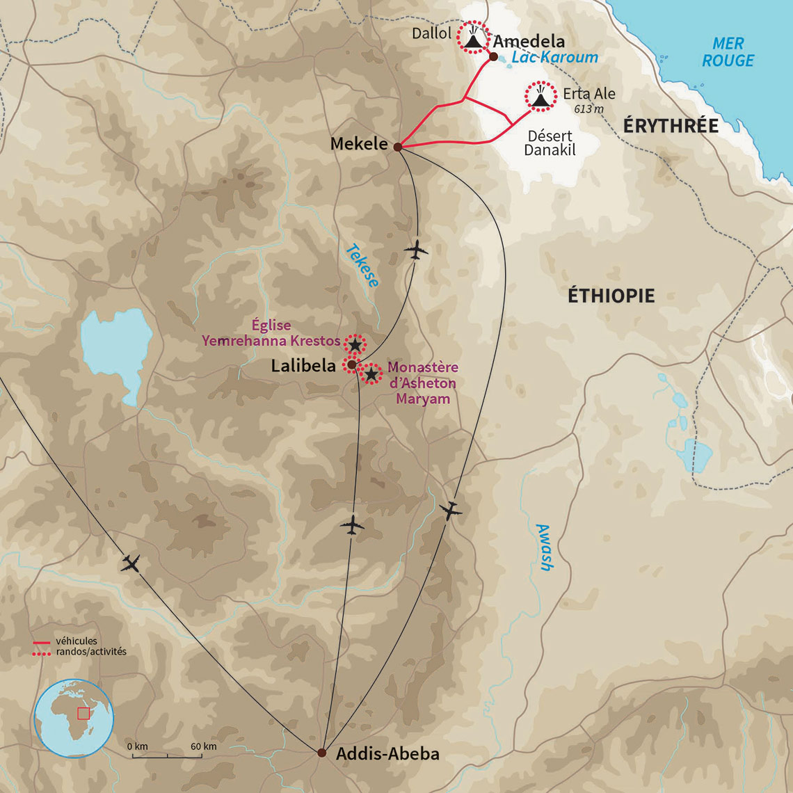 Carte Éthiopie : Les trois joyaux d'Ethiopie