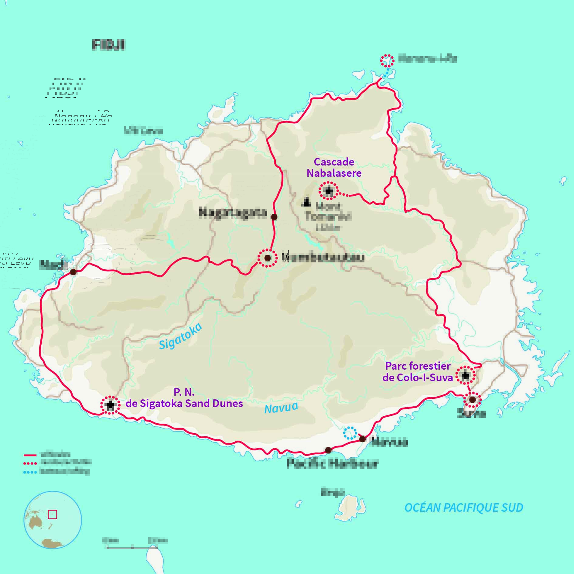 Carte Îles fidji : Les îles Fidji, joyaux du Pacifique