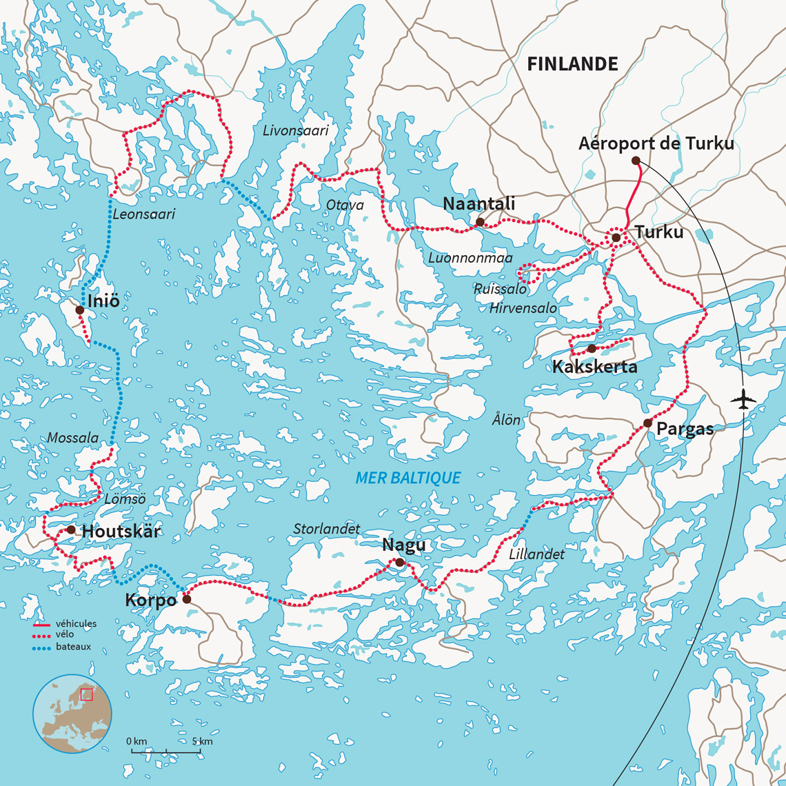 Carte Finlande : La Finlande d'île en île et à vélo 