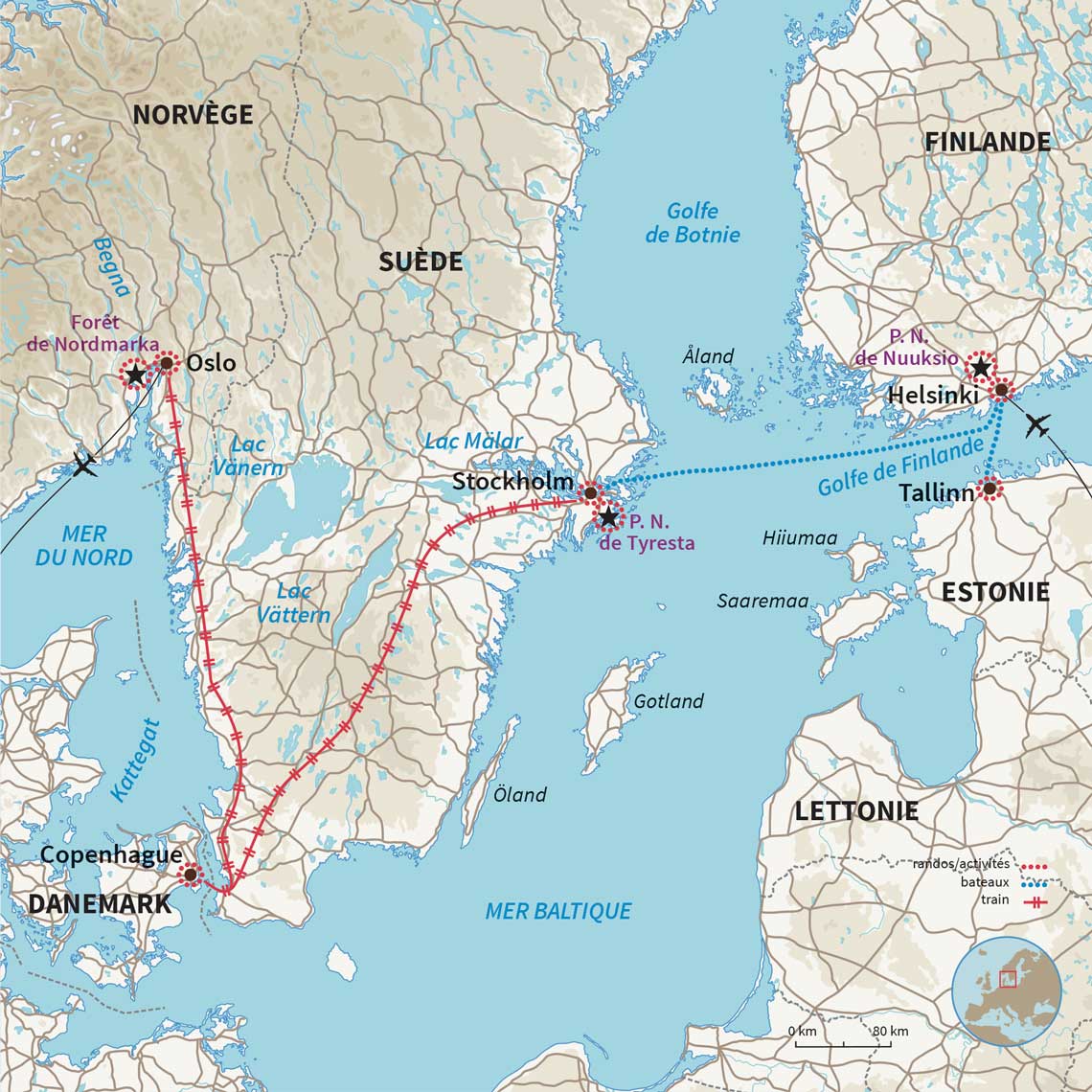Carte Danemark : 12 jours, 5 capitales...