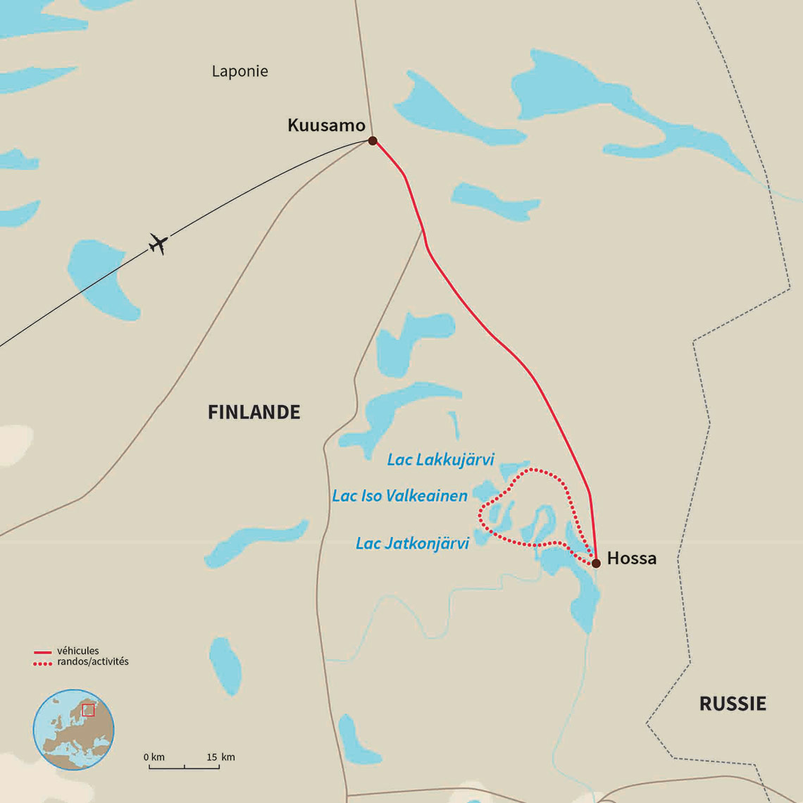 Carte Finlande : Ski nordique et pulka en Laponie finlandaise