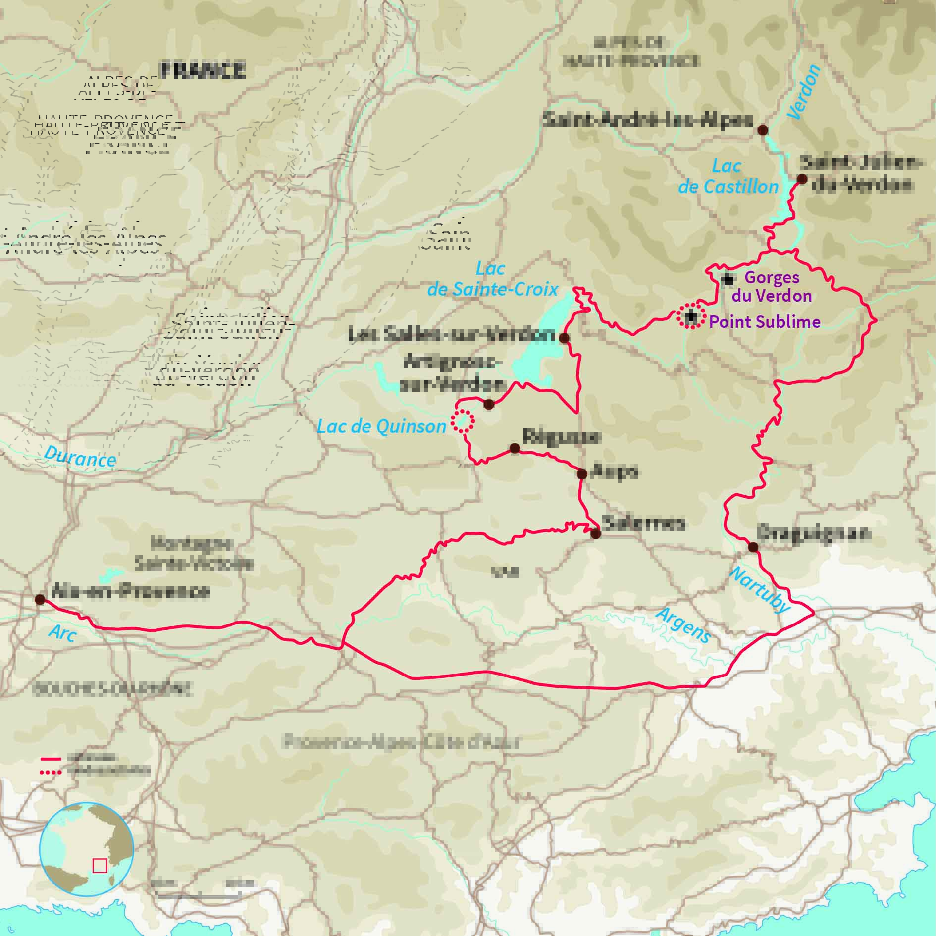 Carte France : Les Gorges du Verdon en van