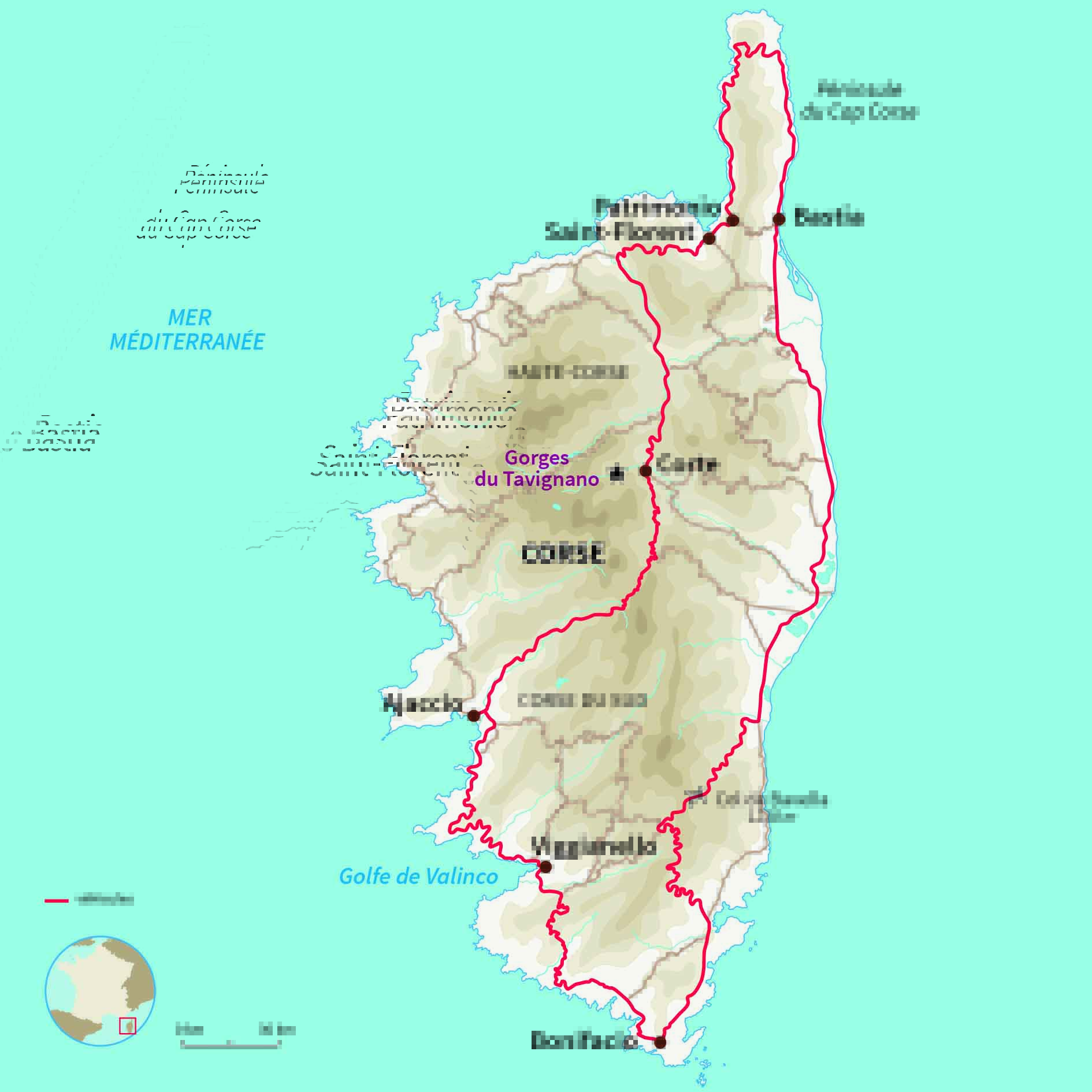 Carte France : Sur les routes de Corse