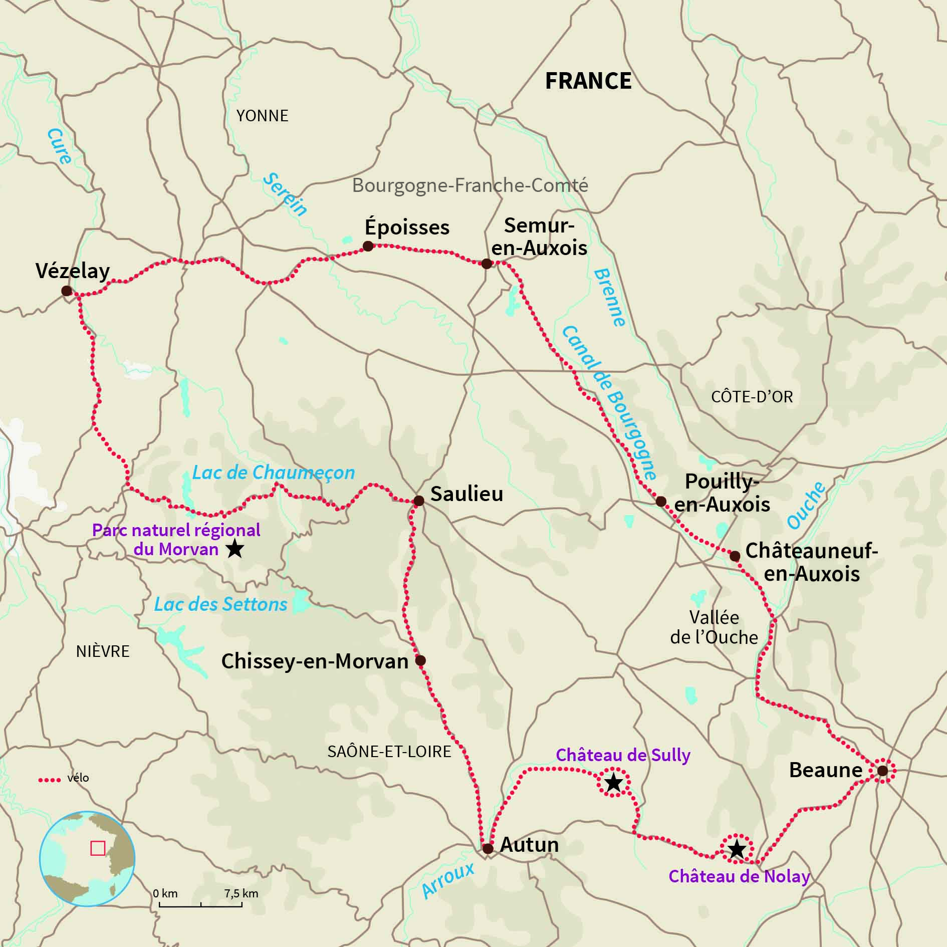 Carte France : La grande vadrouille à bicyclette 