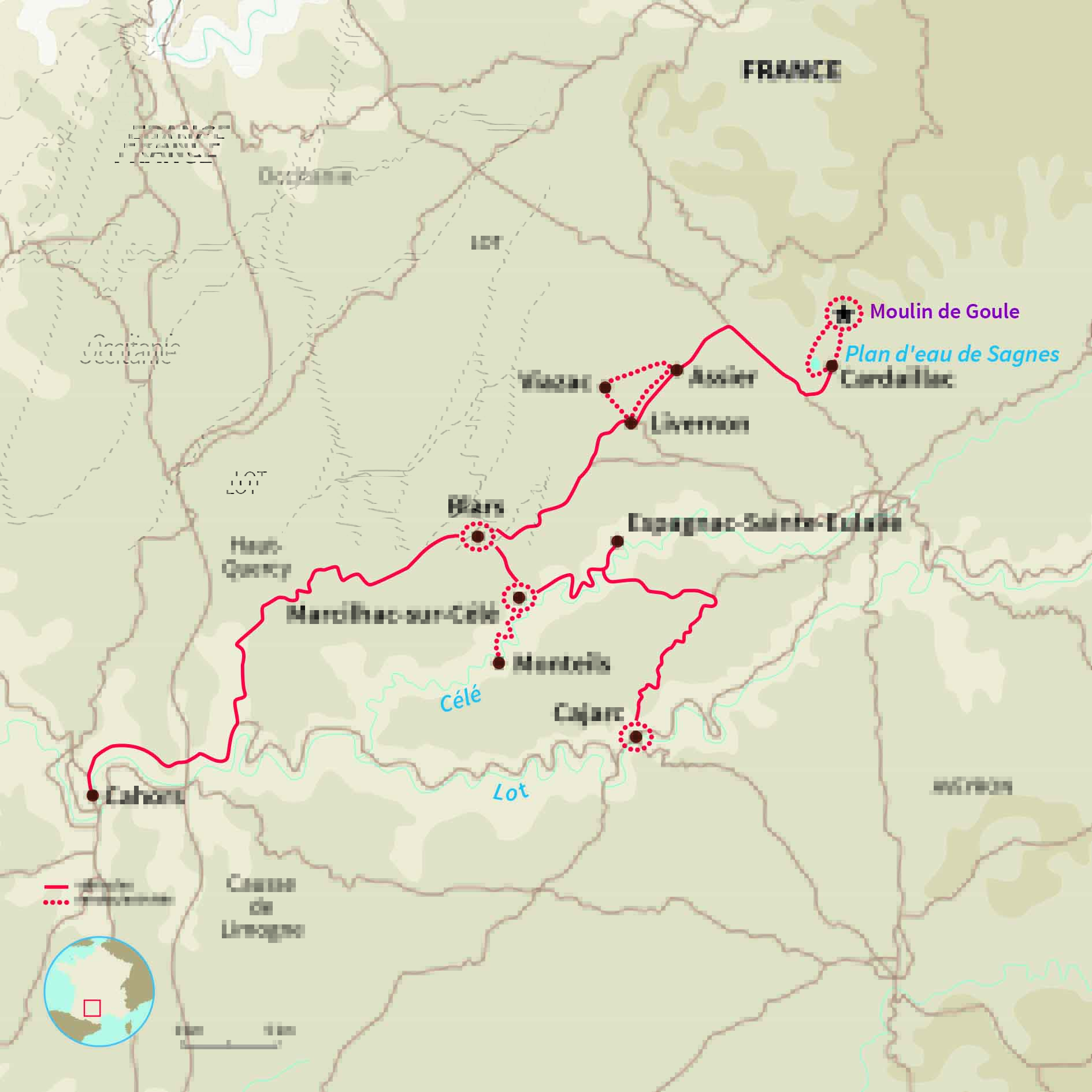 Carte France : Parc naturel des Causses du Quercy