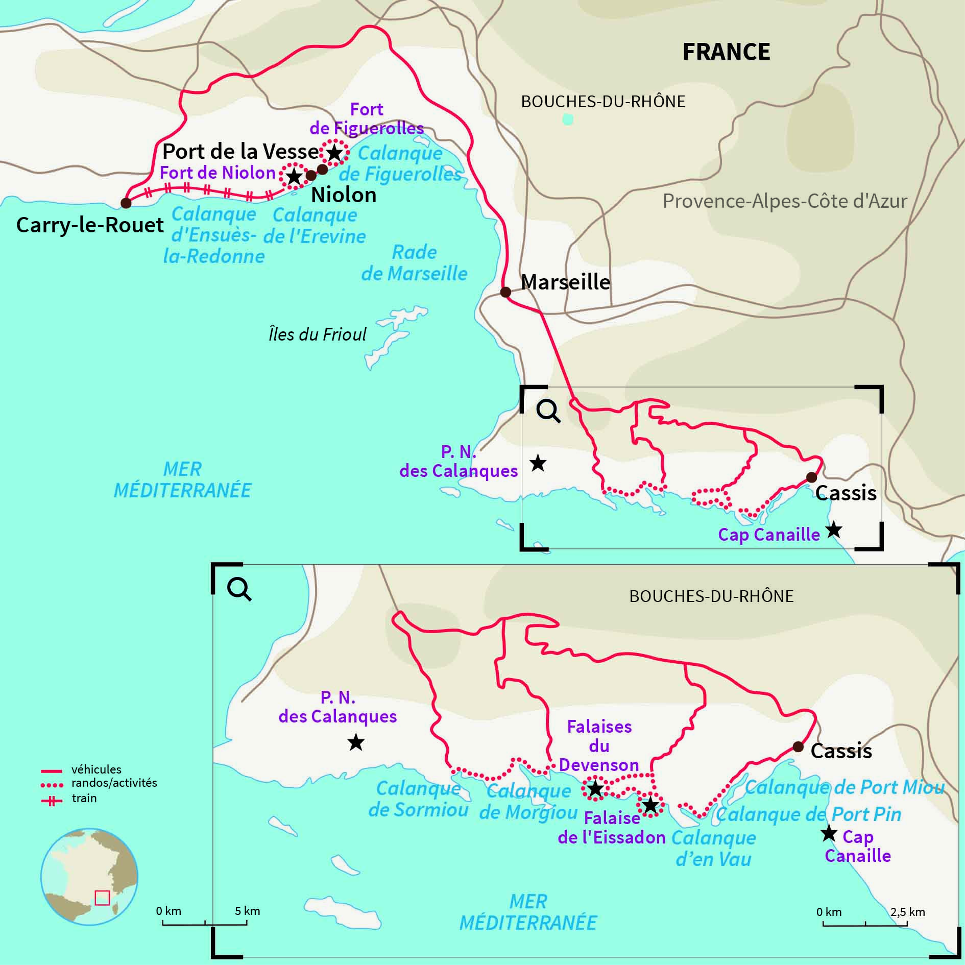 Carte France : Calanques secrètes et Côte bleue