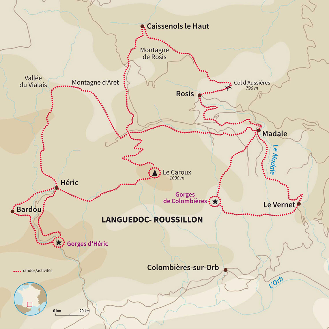 Carte France : Le Caroux, perle sauvage des Cévennes