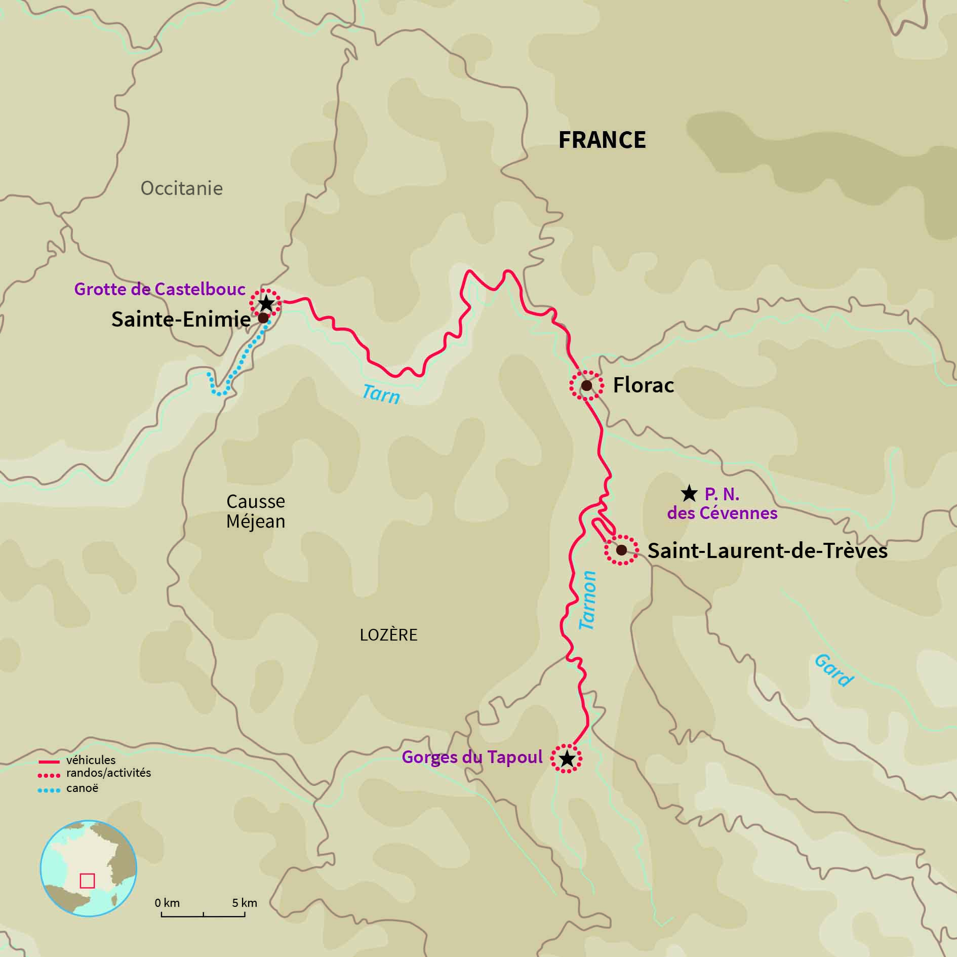 Carte France : Aventure dans les Cévennes !