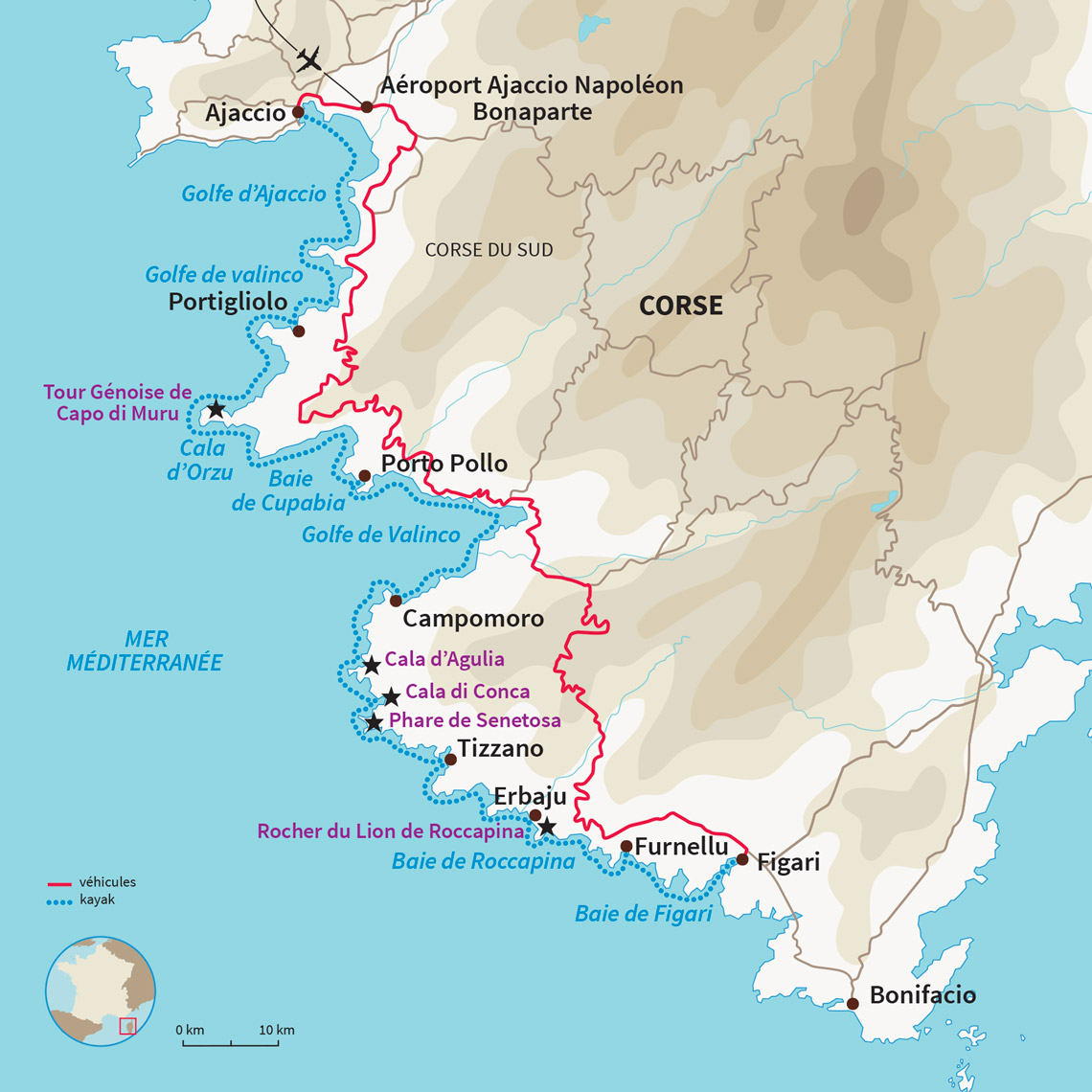 Carte France : Les criques cachées de l'île de Beauté 