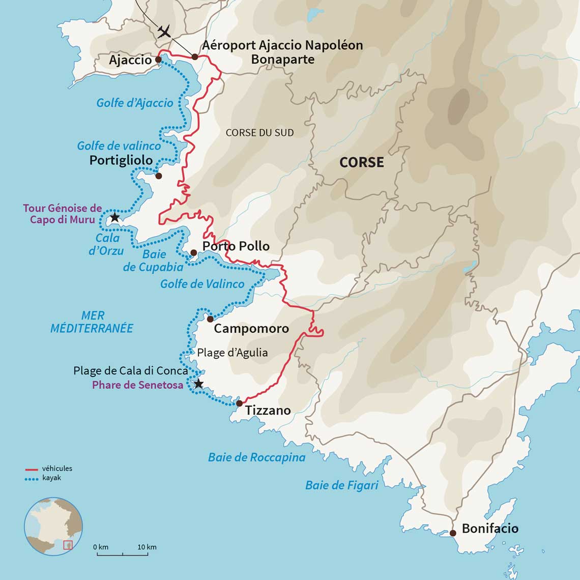 Carte France : Les criques cachées de l'île de Beauté 