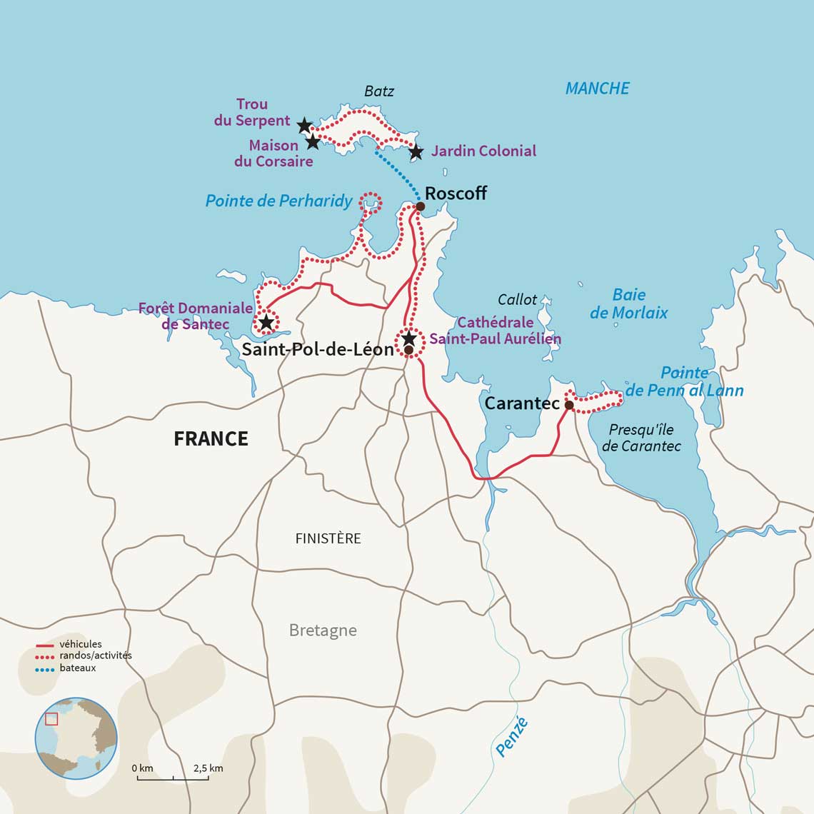 Carte France : Échappée Bretonne : Roscoff et ses côtes