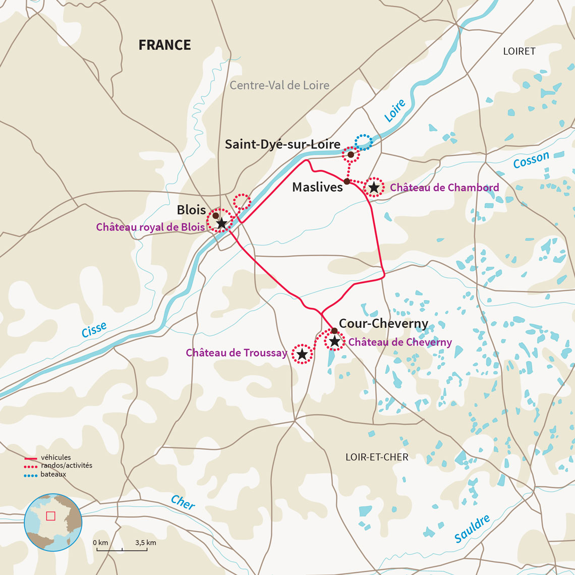 Carte France : Découverte des châteaux de la Loire