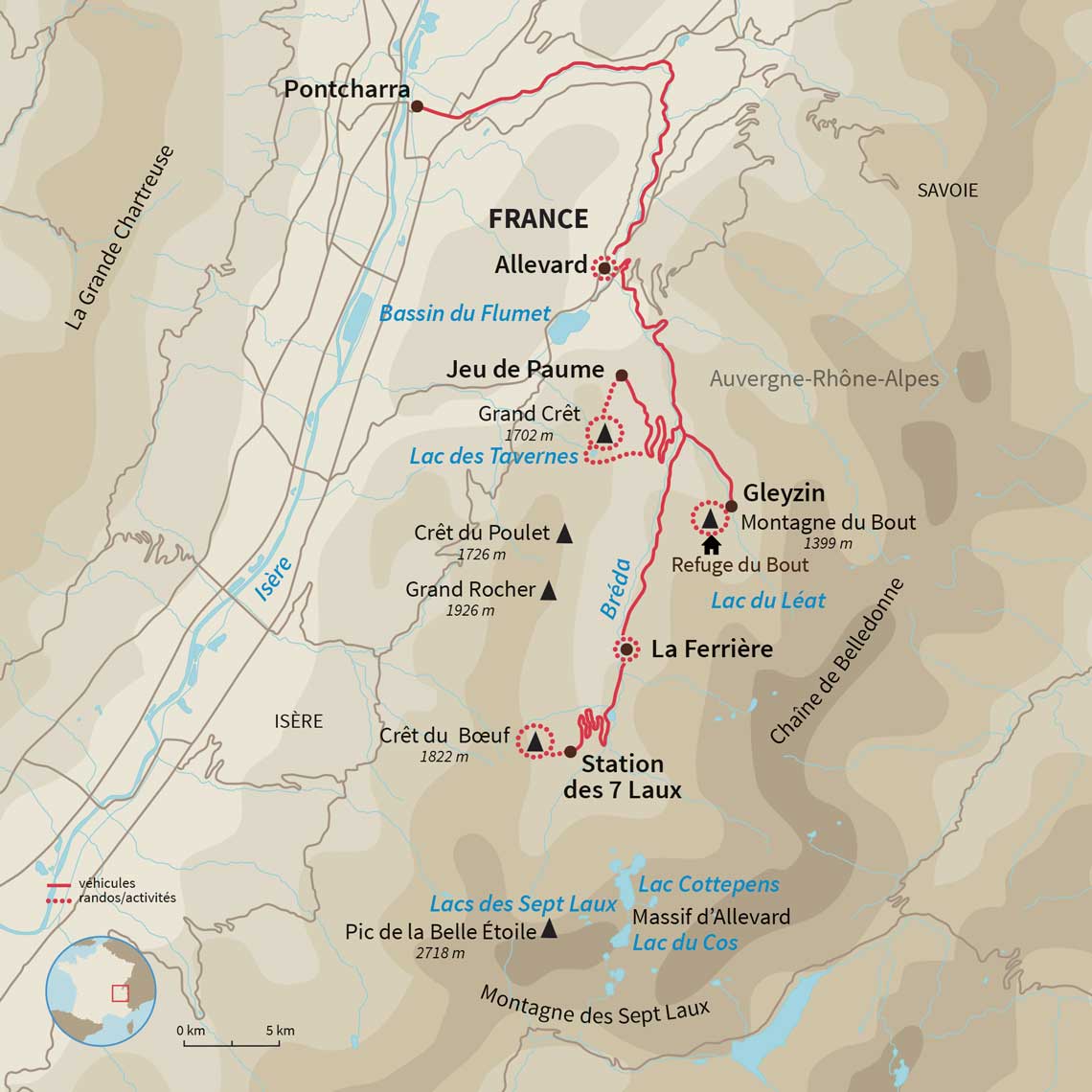 Carte France : Raquettes au cœur du massif de Belledonne