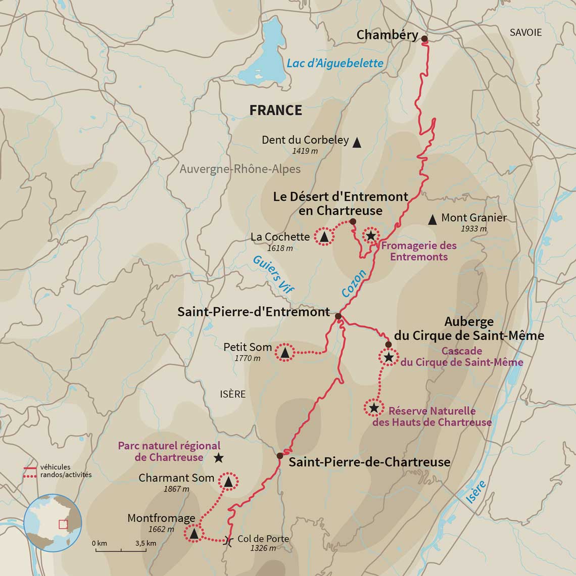 Carte France : Aventure hivernale en Chartreuse