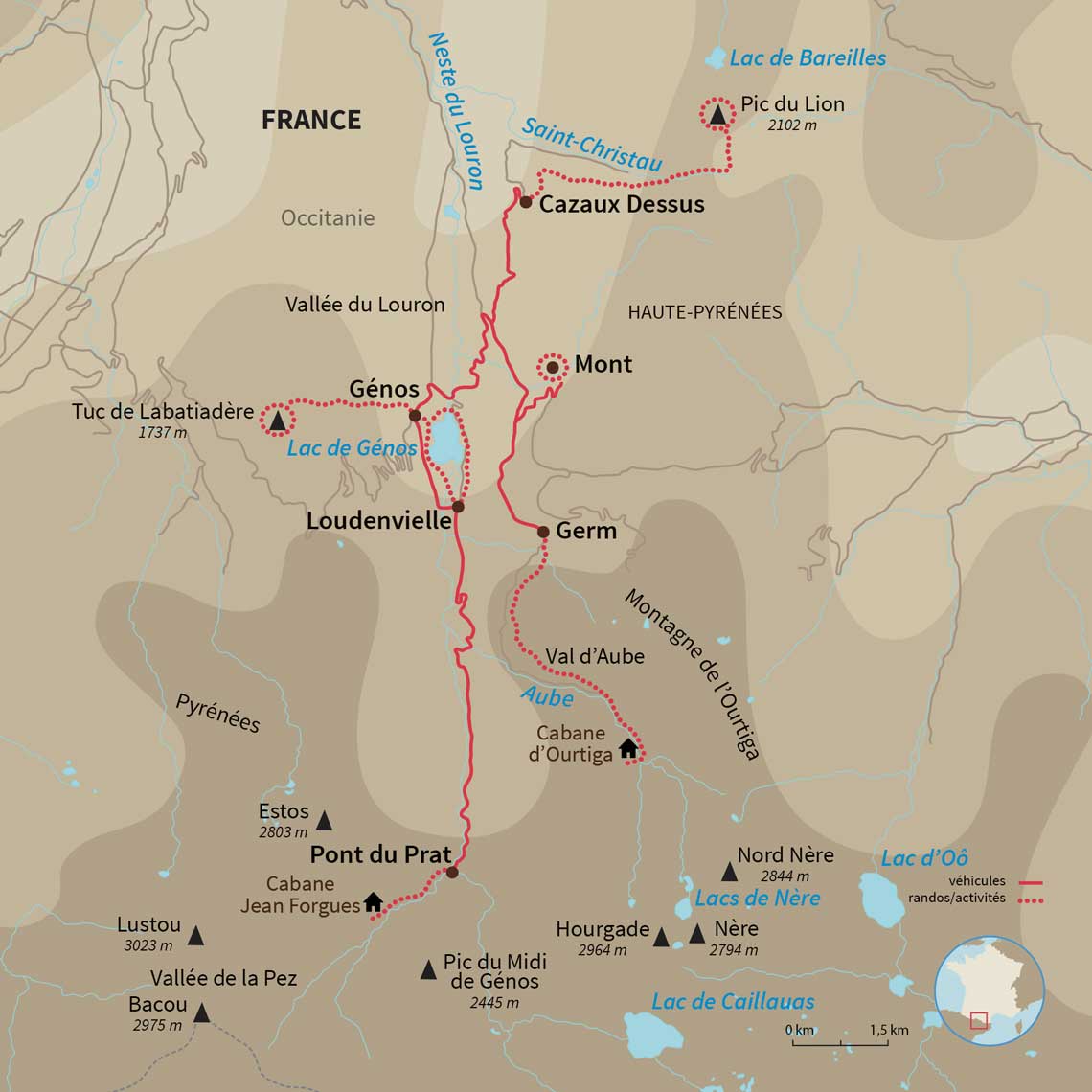 Carte France : Randos Pyrénéennes: brame et été indien