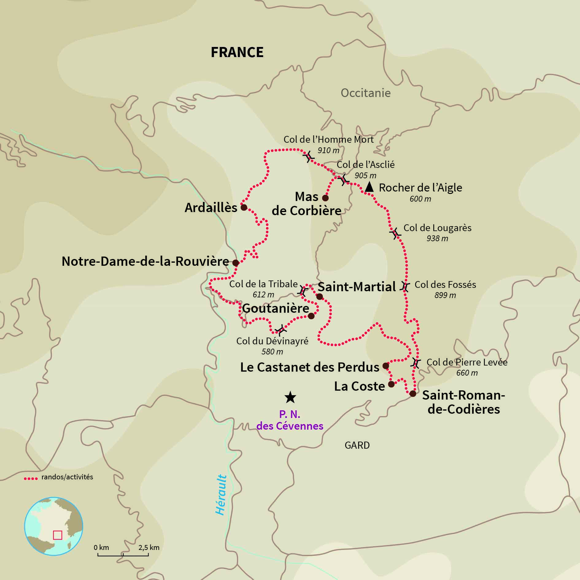 Carte France : Des Cévennes et des ânes