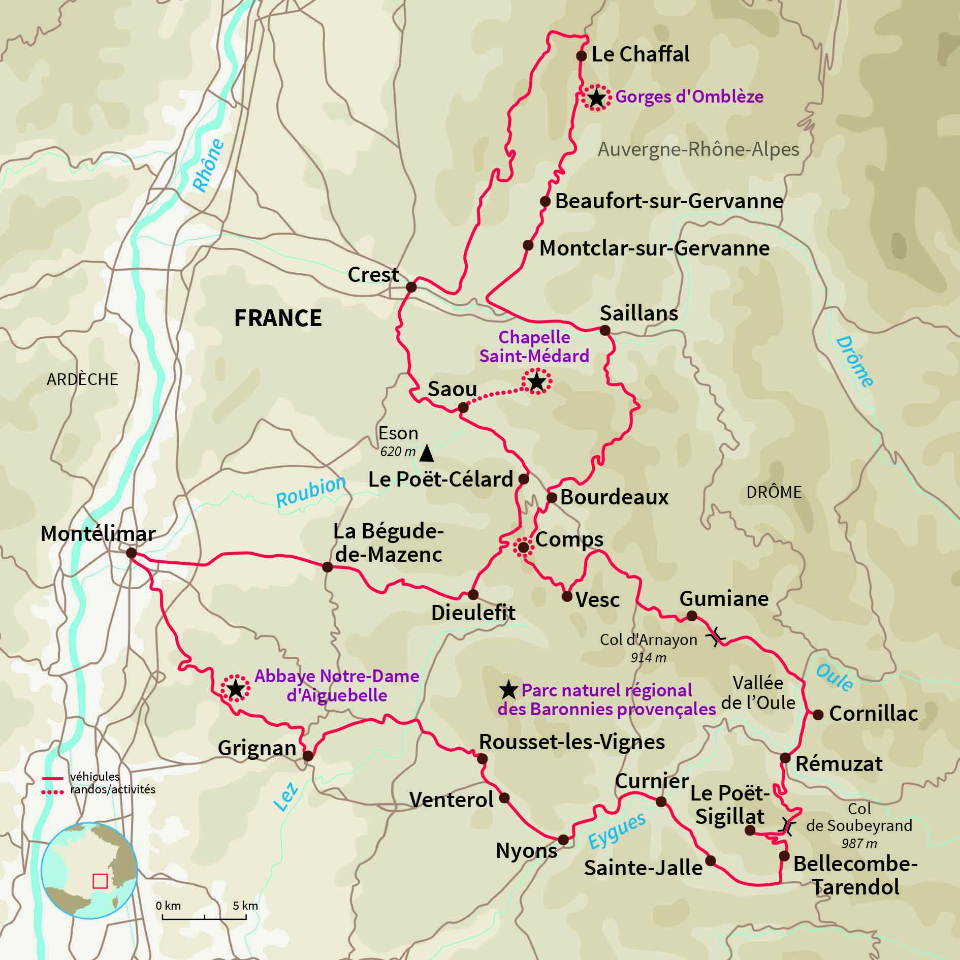Carte France : La Drôme en Méhari