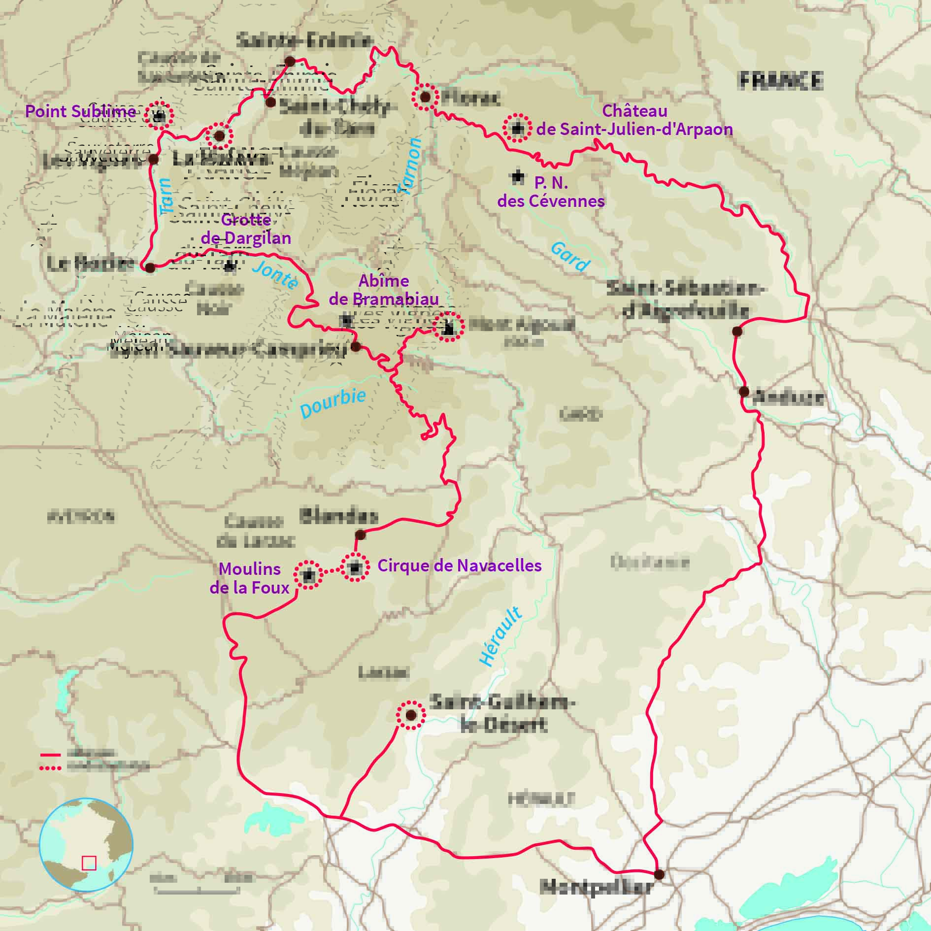 Carte France : Plein van dans les Cévennes