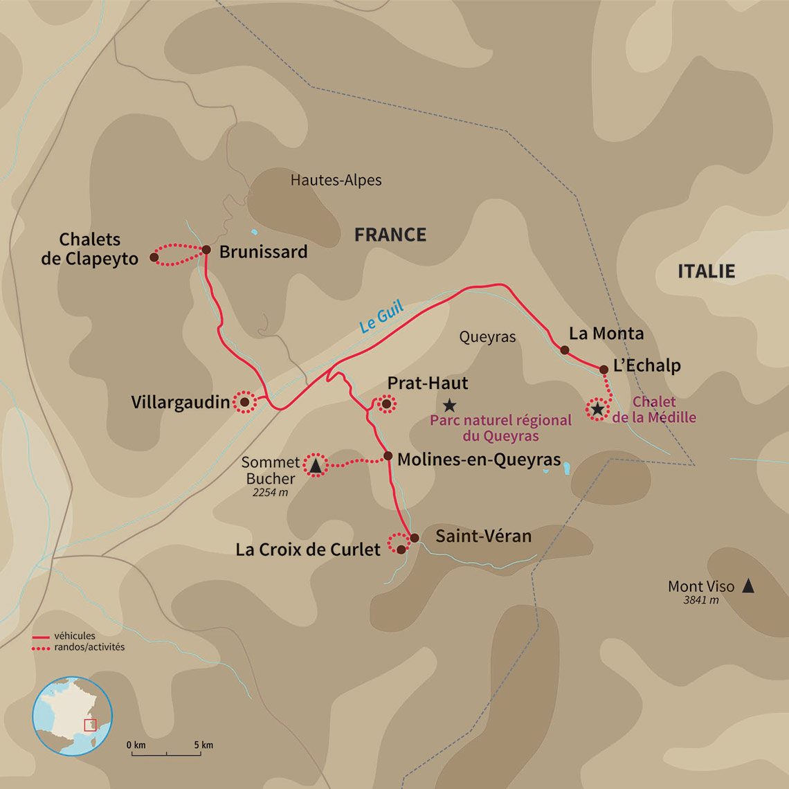 Carte France : Découverte du Queyras à raquette