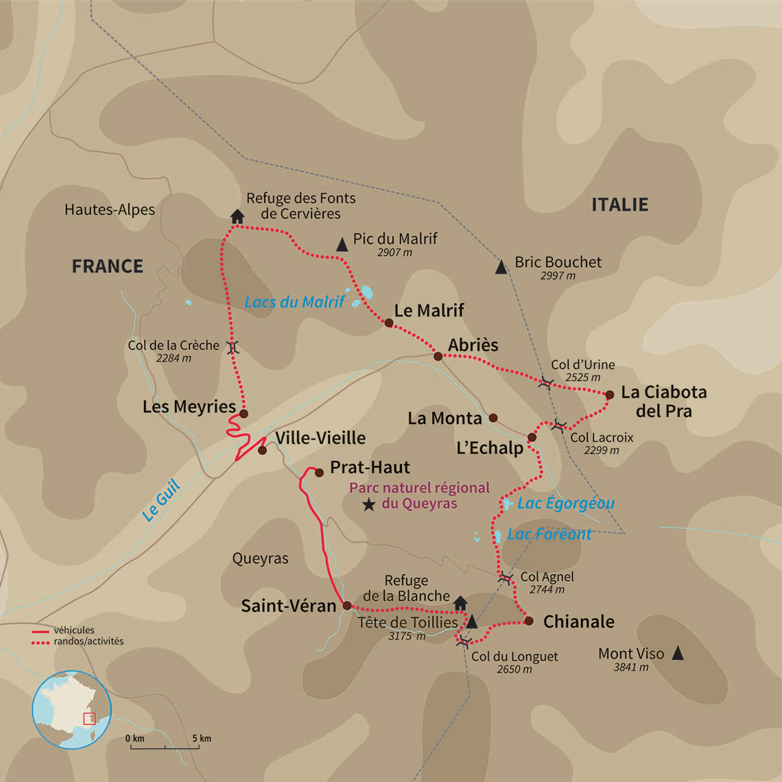 Carte France : Le tour du Haut Queyras 