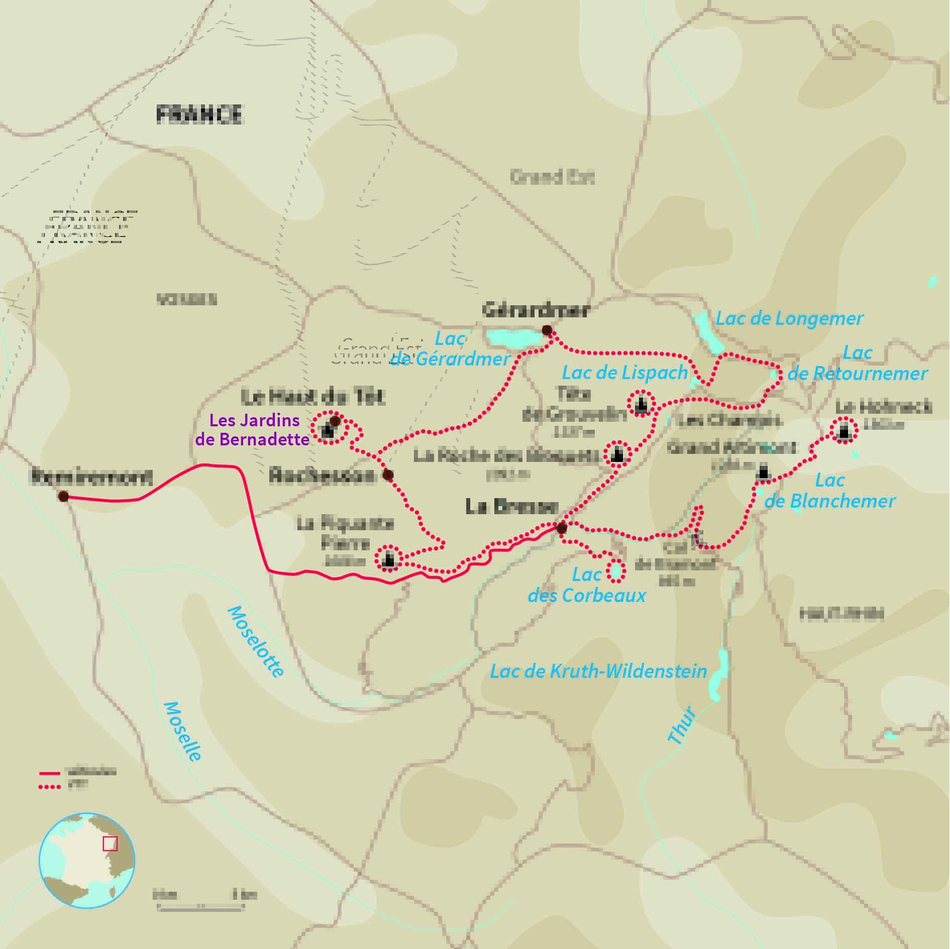 Carte France : Le Massif des Vosges à VTT électrique