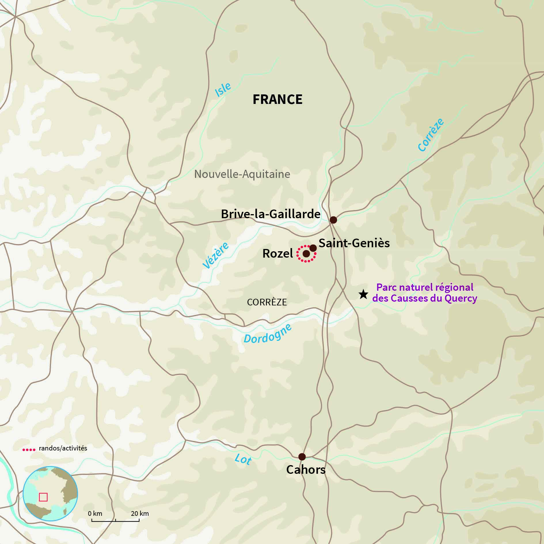 Carte France : Aventure bushcraft dans le Périgord Noir