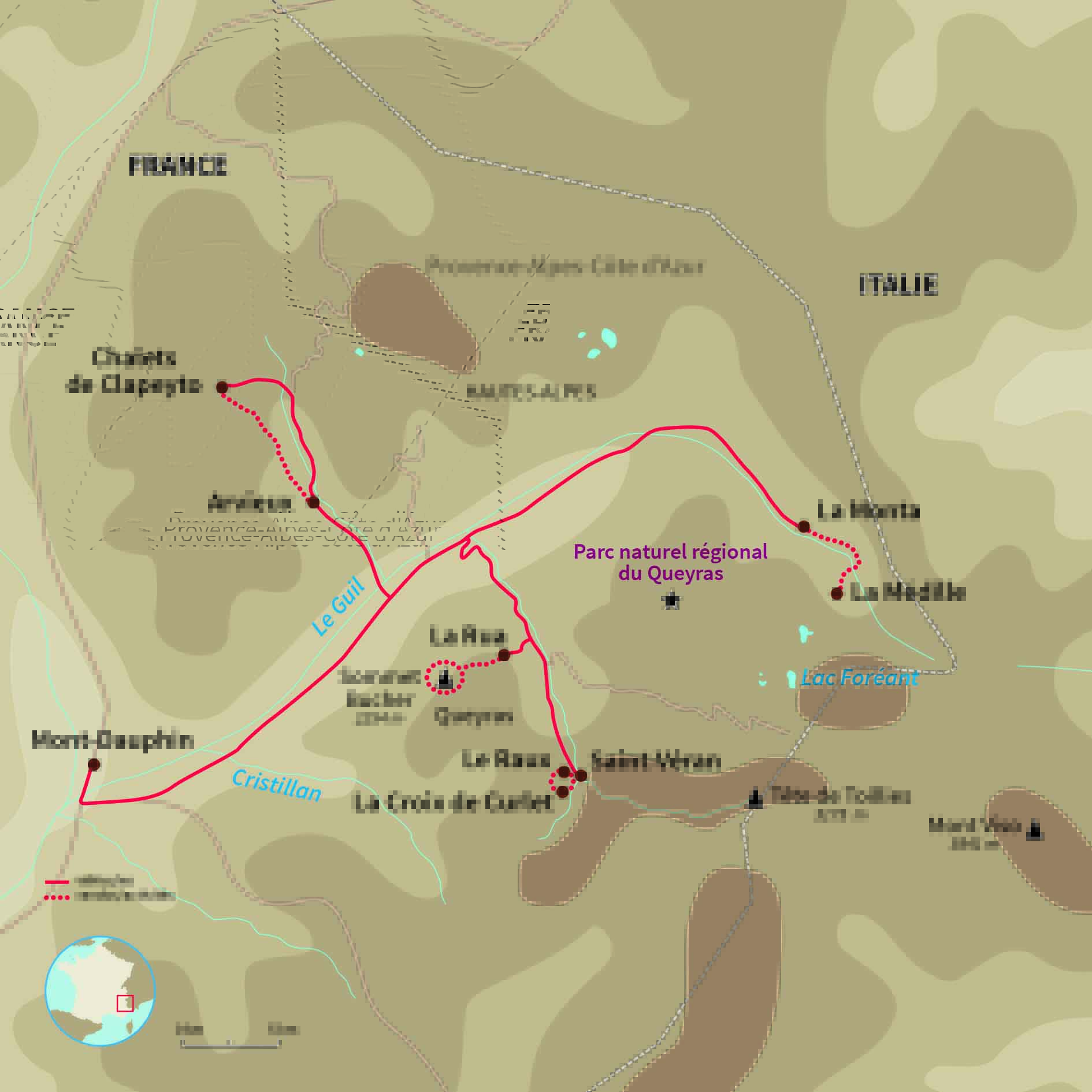 Carte France : Les Balcons du Queyras version 7 jours