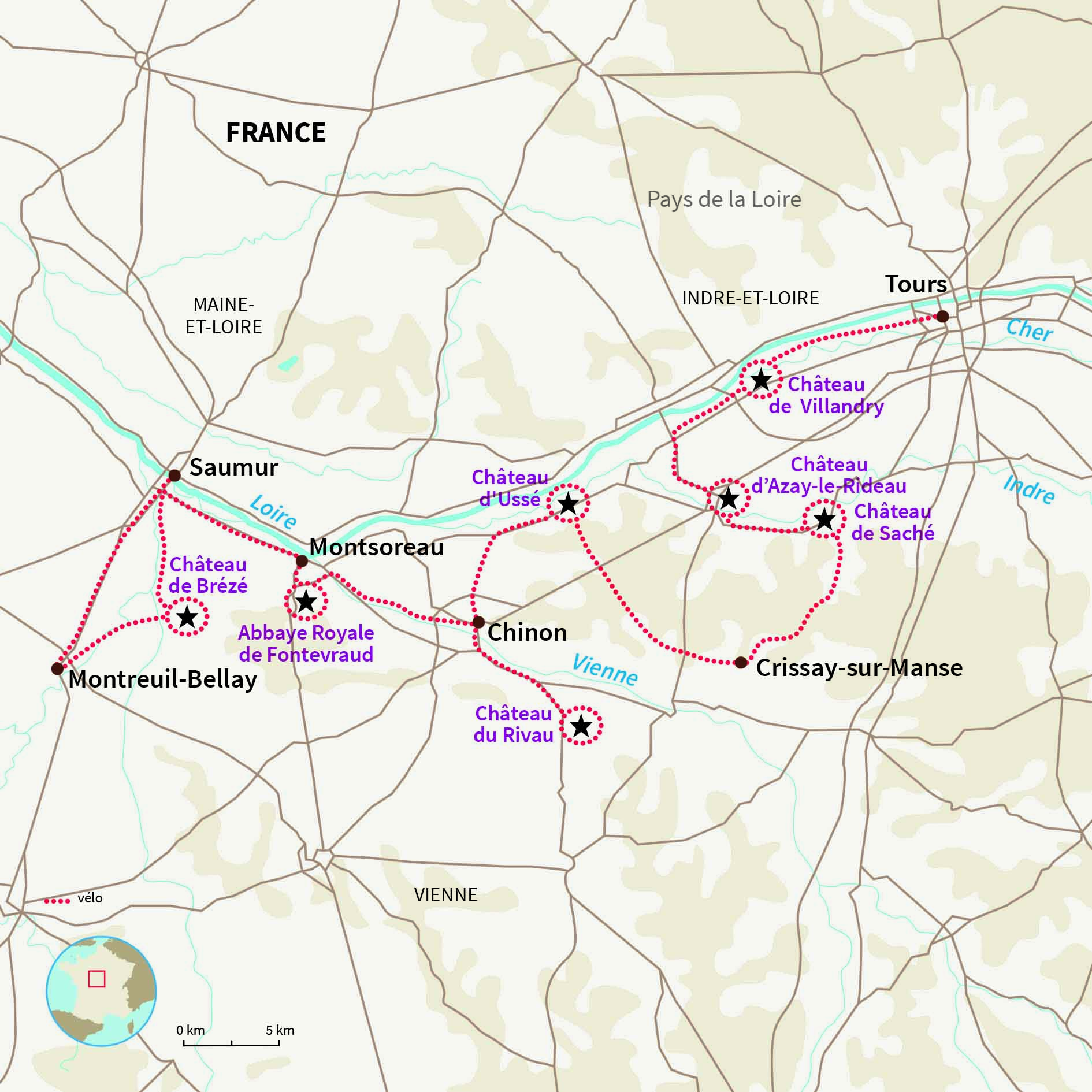 Carte France : La Loire en pente douce