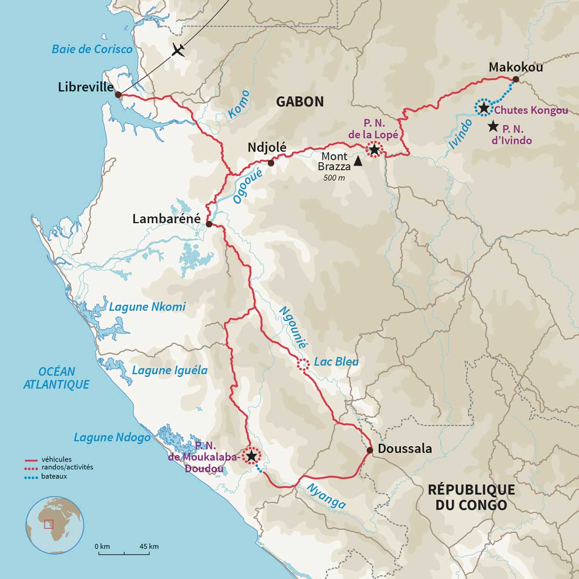 Carte Gabon : Gabon, l'aventure, la vraie
