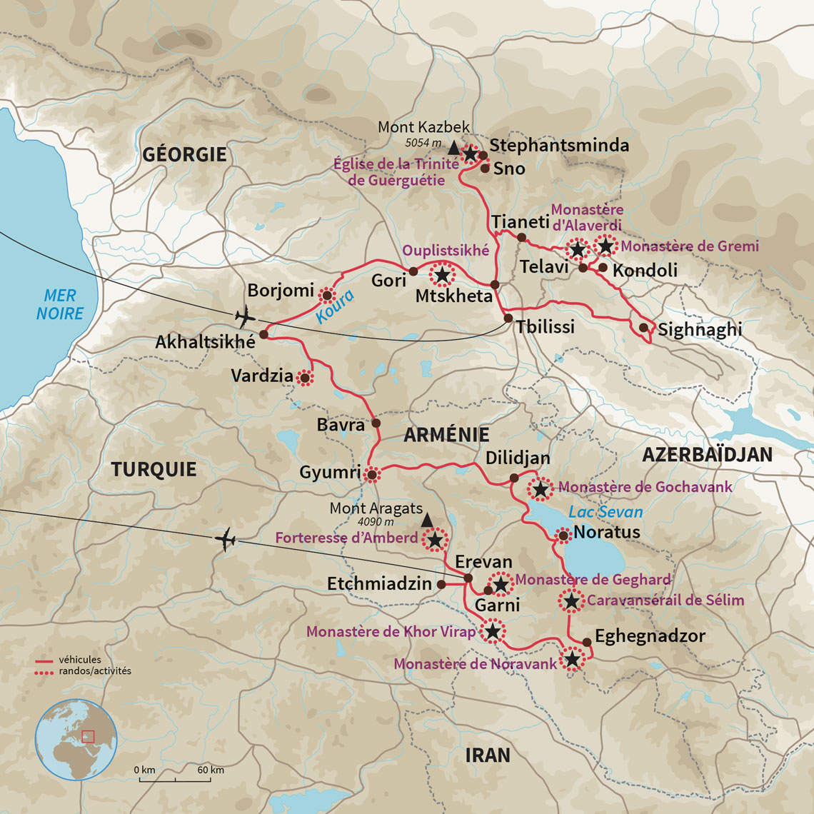 Carte Géorgie : Arménie, Géorgie, deux légendes du Caucase