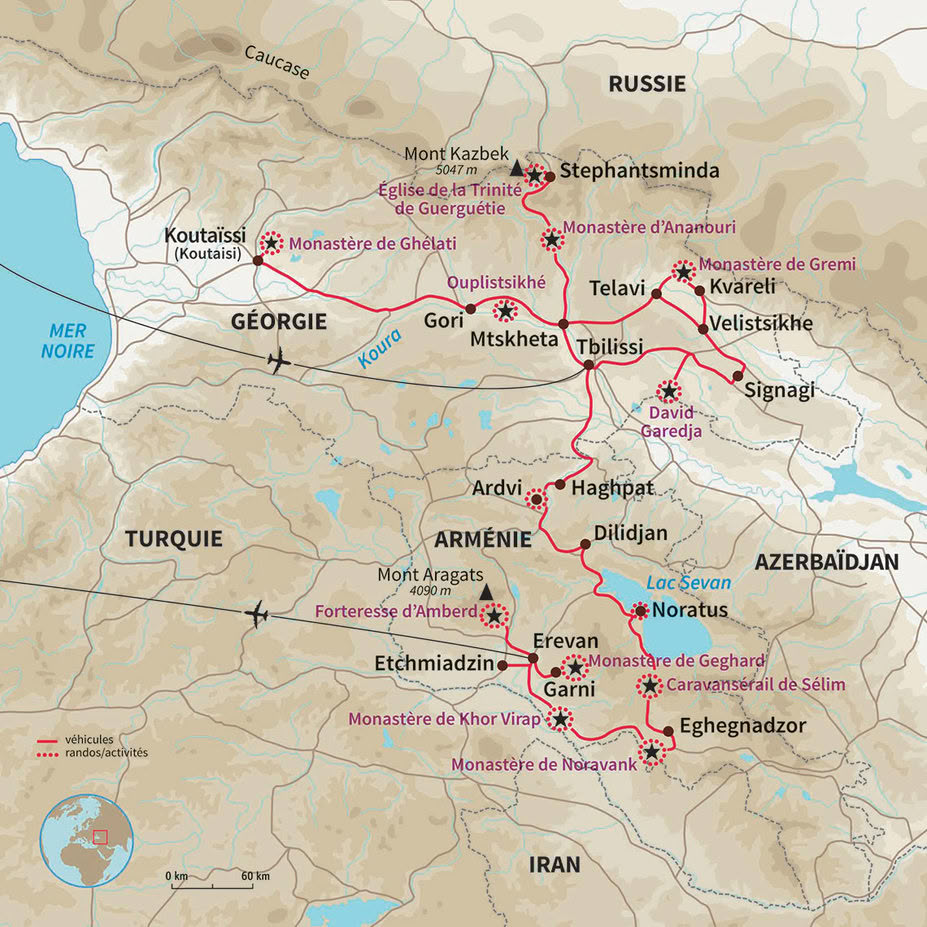 Carte Géorgie : Arménie, Géorgie, deux légendes du Caucase