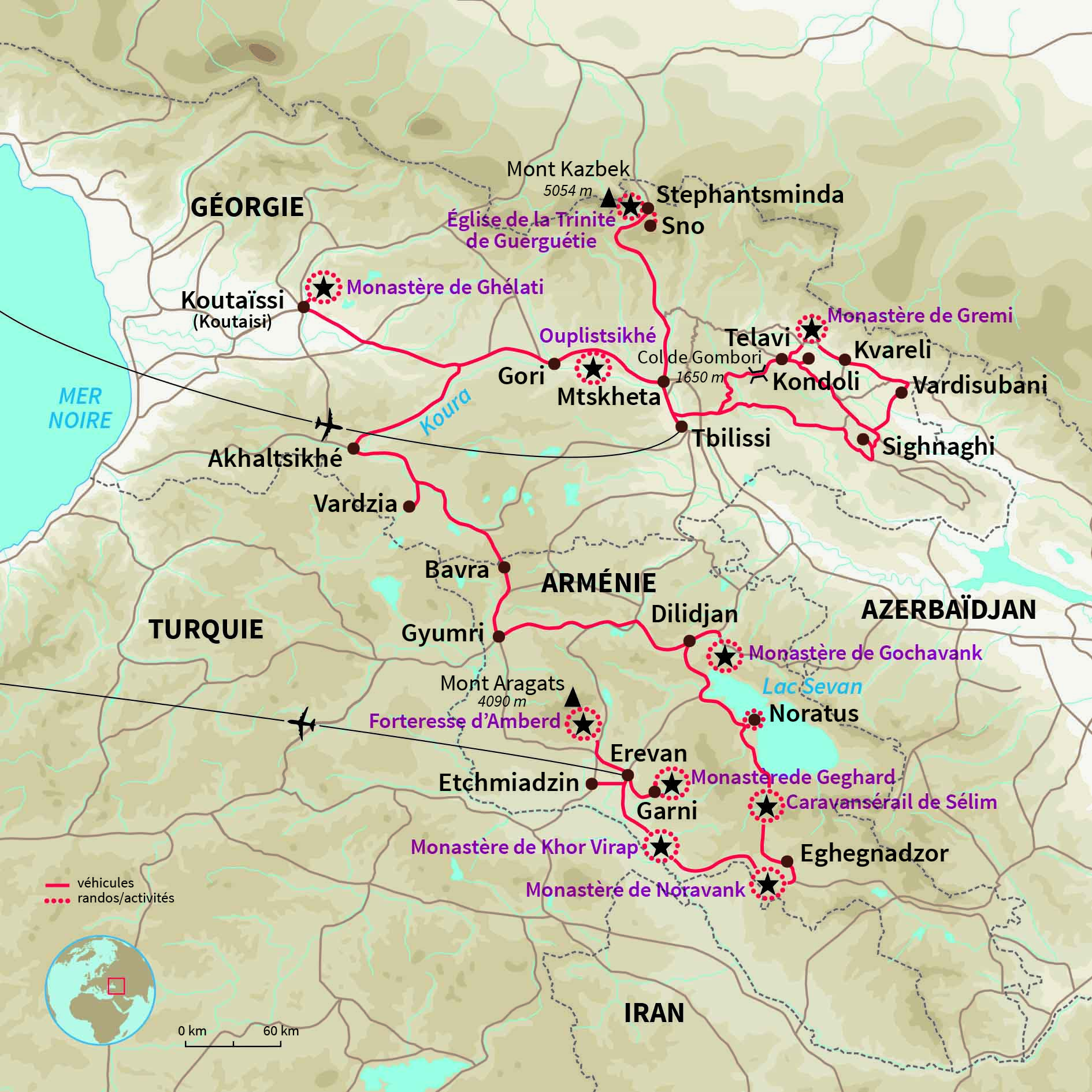Carte Géorgie : Arménie, Géorgie, deux légendes du Caucase