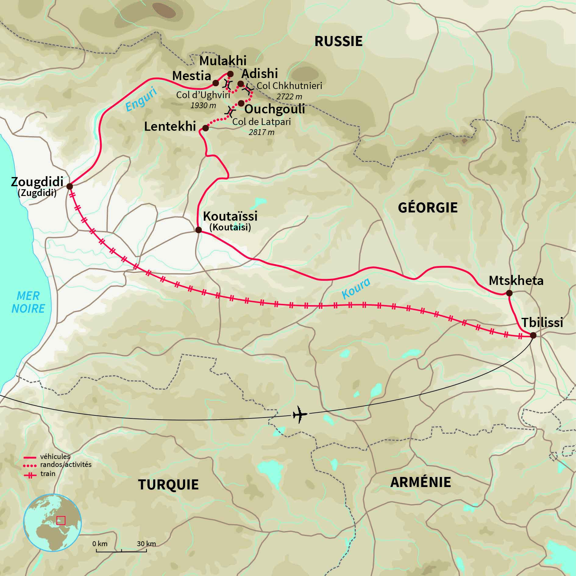 Carte Géorgie : Trek aux confins du Caucase